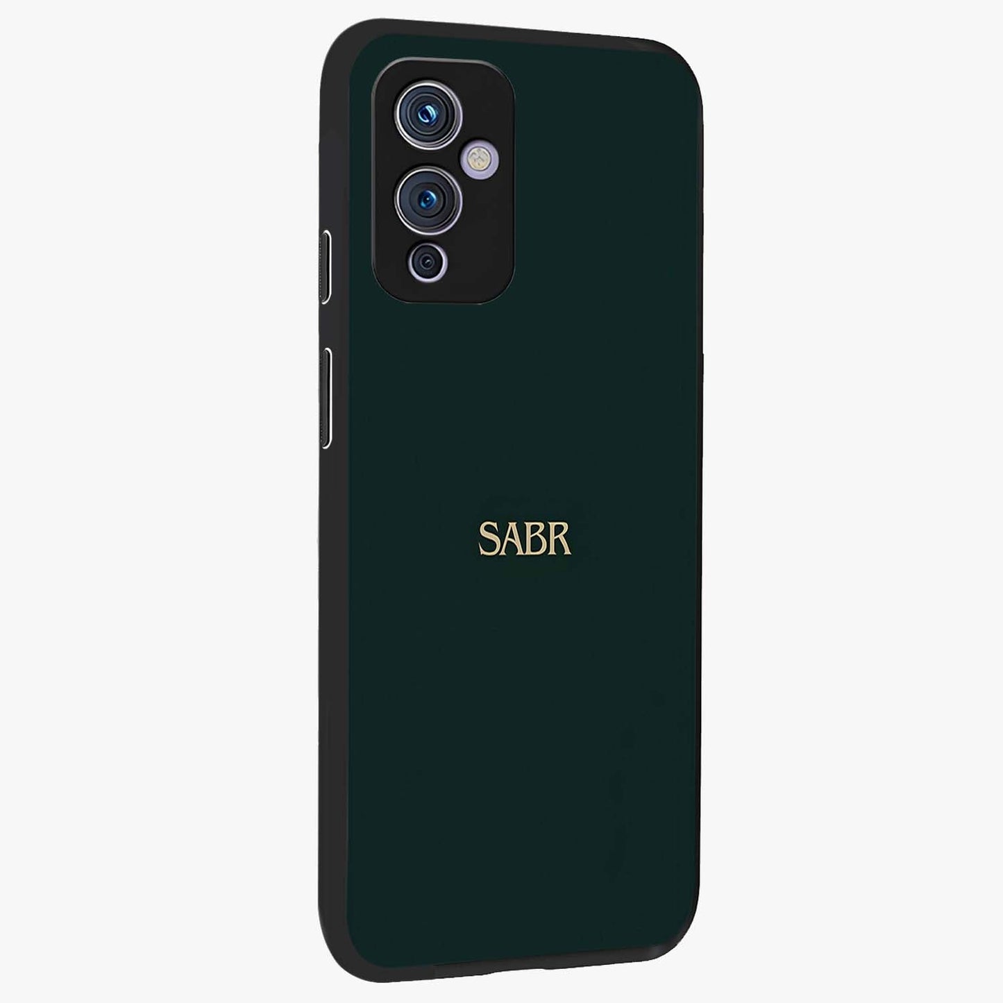 Sabr Minimal Patience Glass Case upright view showcasing calm minimalist artwork with motivational patience theme.