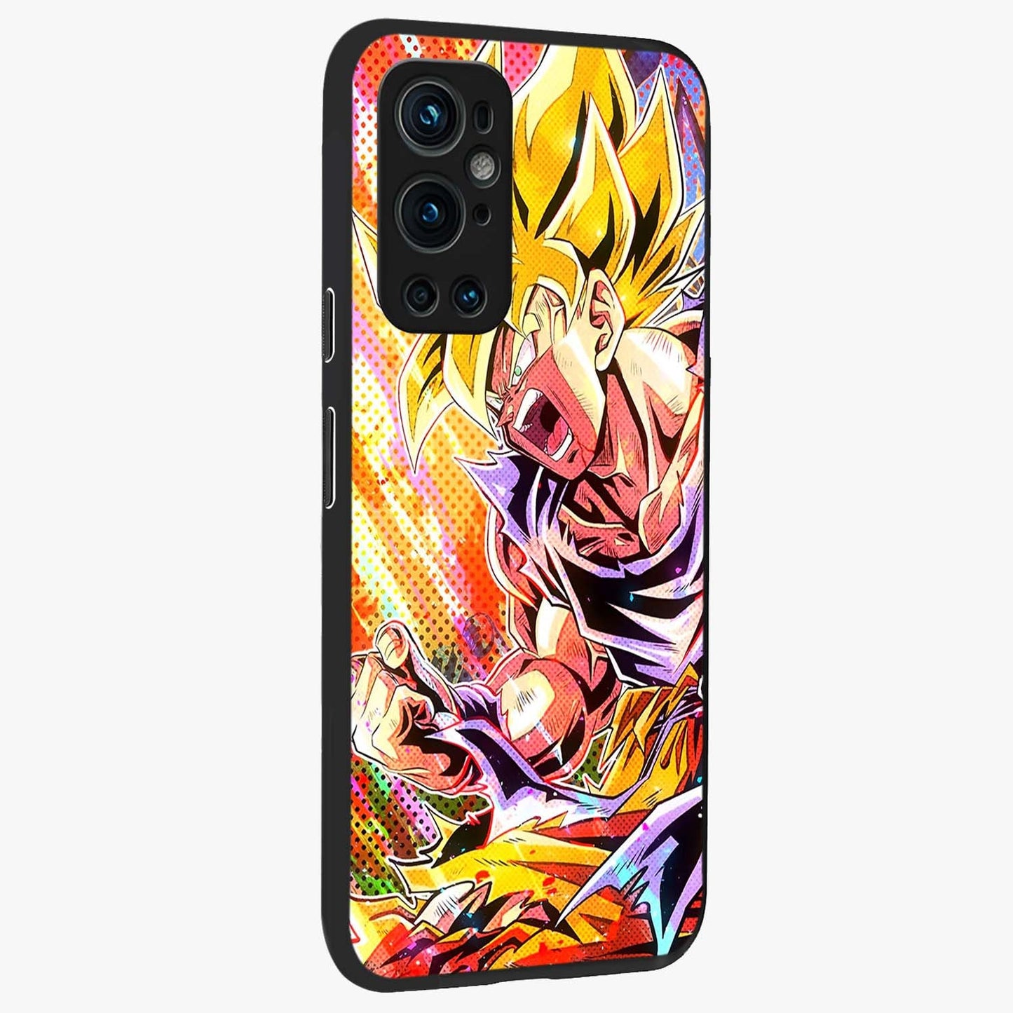 Firing Goku Glass Case upright view showcasing energetic anime artwork with bold warrior theme.