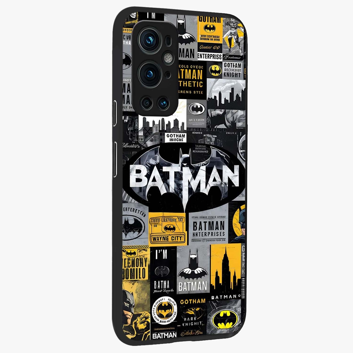 Knight Gotham Rise Glass Case upright view showcasing bold vigilante themed artwork with gothic city vibe.