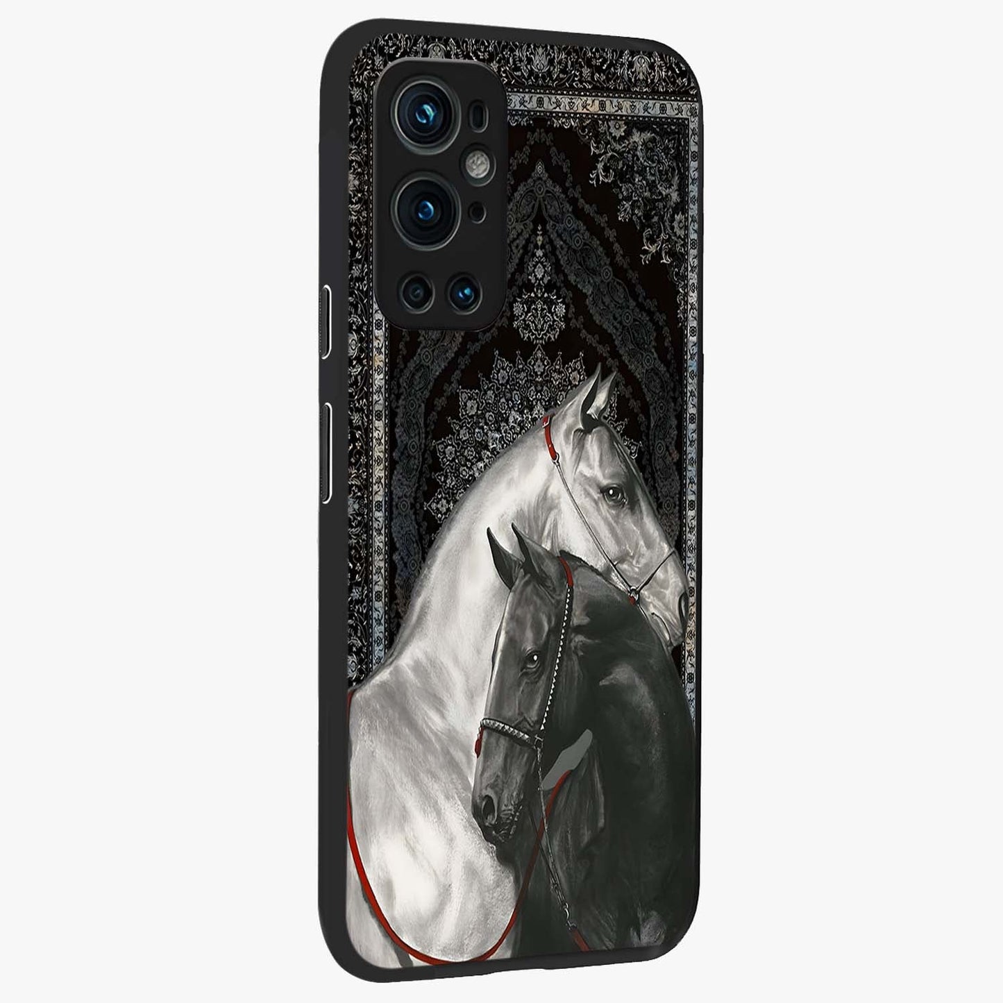 Majestic Ride Legacy Glass Case upright view showcasing dynamic ride inspired artwork with modern automotive theme.