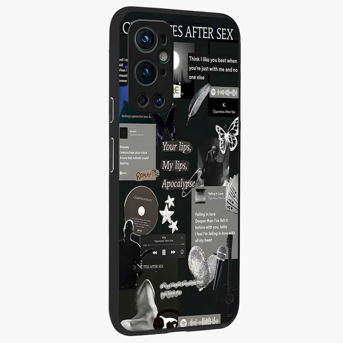 Midnight Love Echo Glass Case upright view showcasing expressive romantic artwork with dreamy midnight theme.