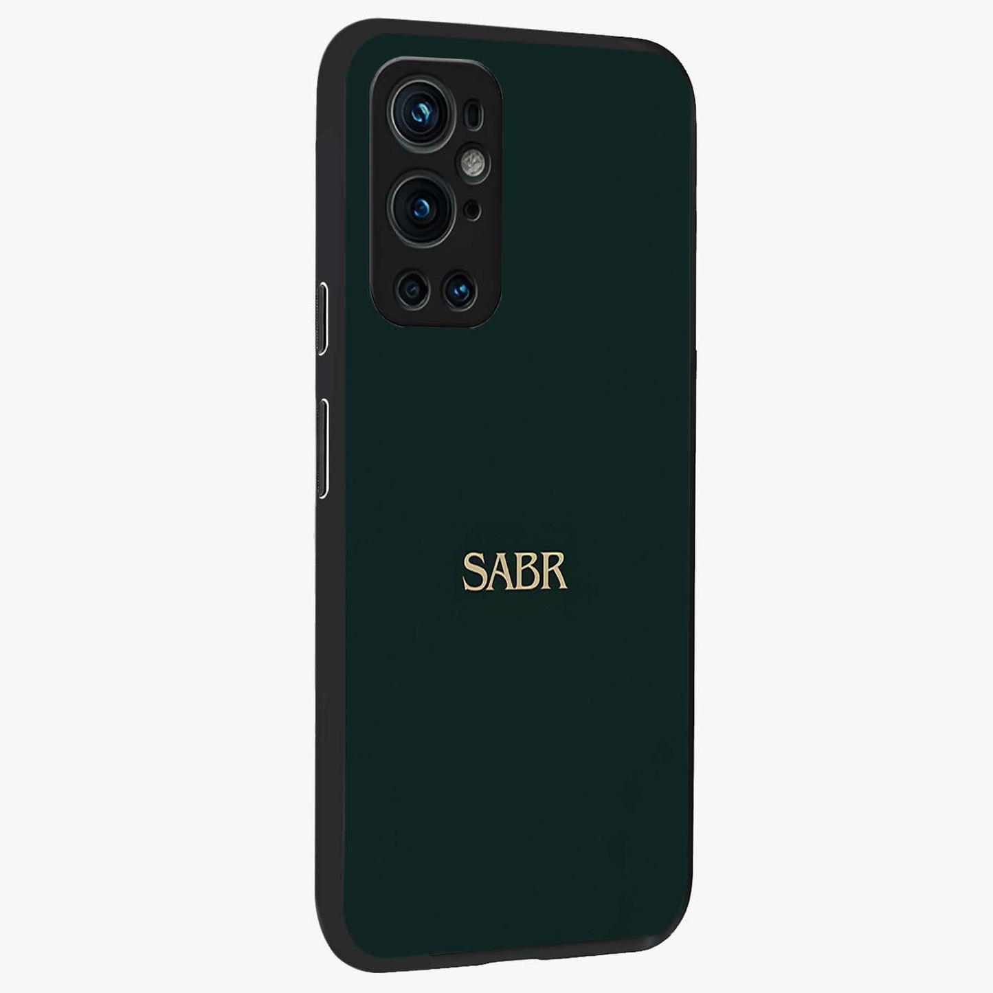 Sabr Minimal Patience Glass Case upright view showcasing calm minimalist artwork with motivational patience theme.