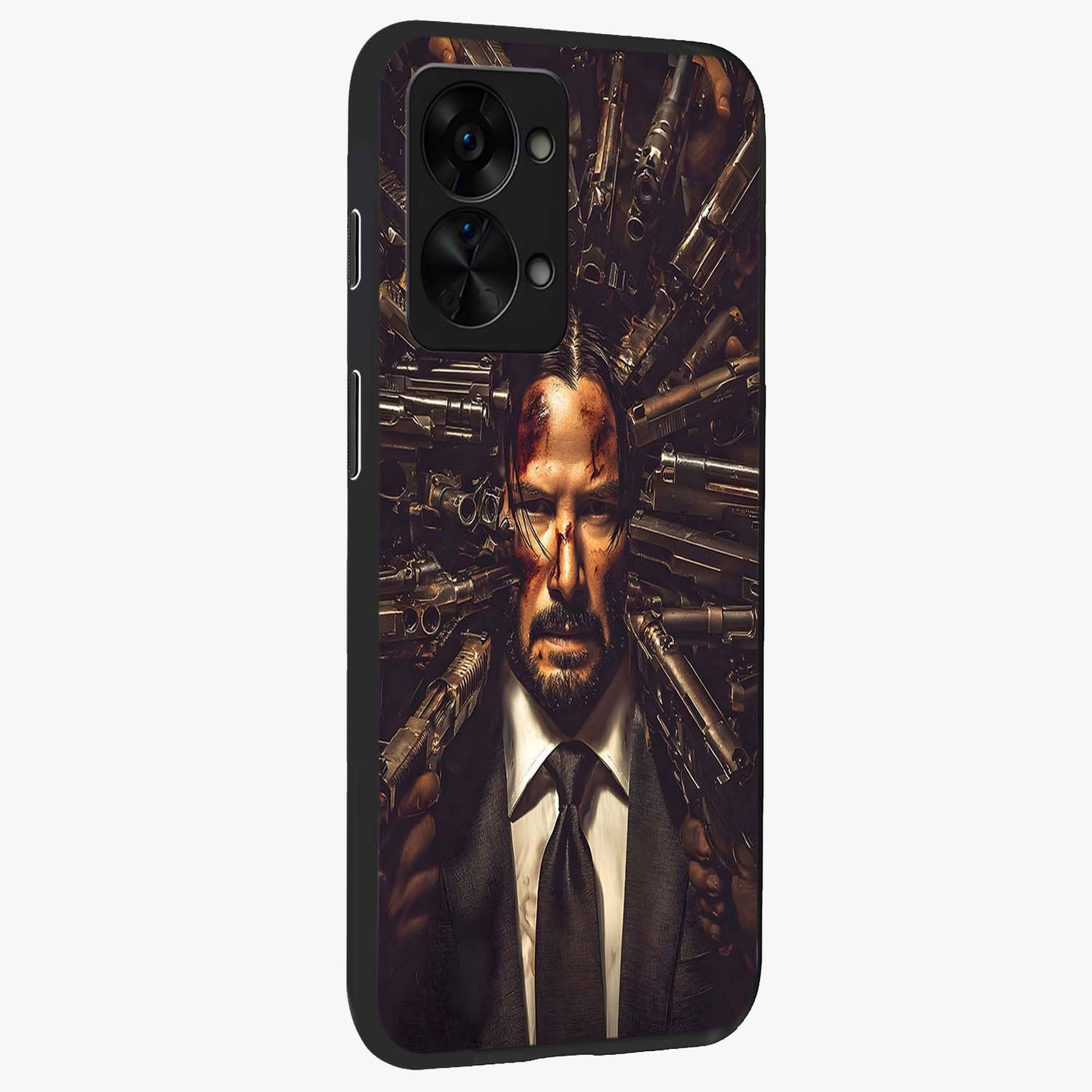 Relentless Shadow Assassin Glass Case for 1+Nord 2T side perspective highlighting sharp textures and sleek premium build