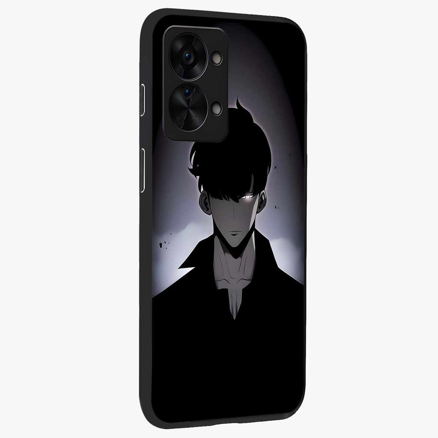 Silent Shadow Awakening Glass Case for 1+Nord 2T side perspective highlighting sharp textures and sleek premium build