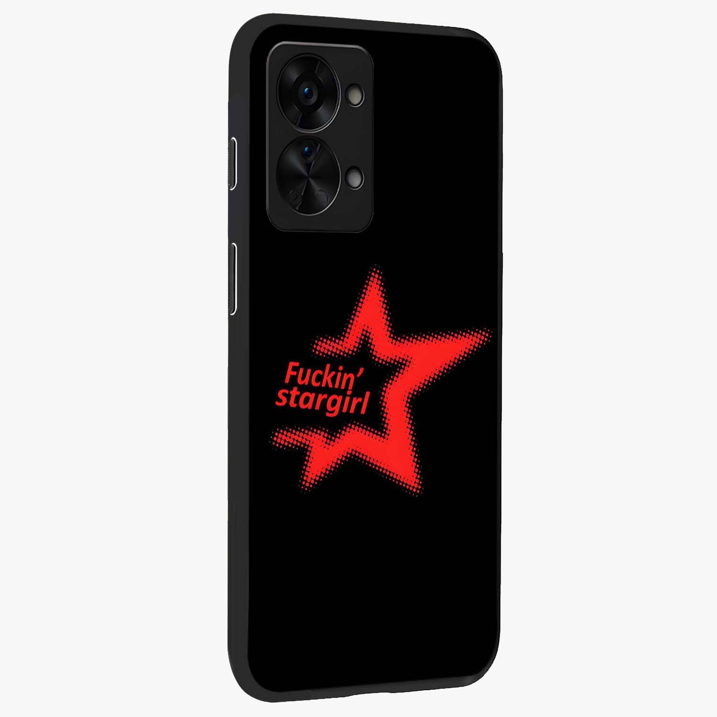 Starboy and Stargirl Energy Glass Case for 1+Nord 2T side perspective highlighting dynamic illustration textures and premium edges