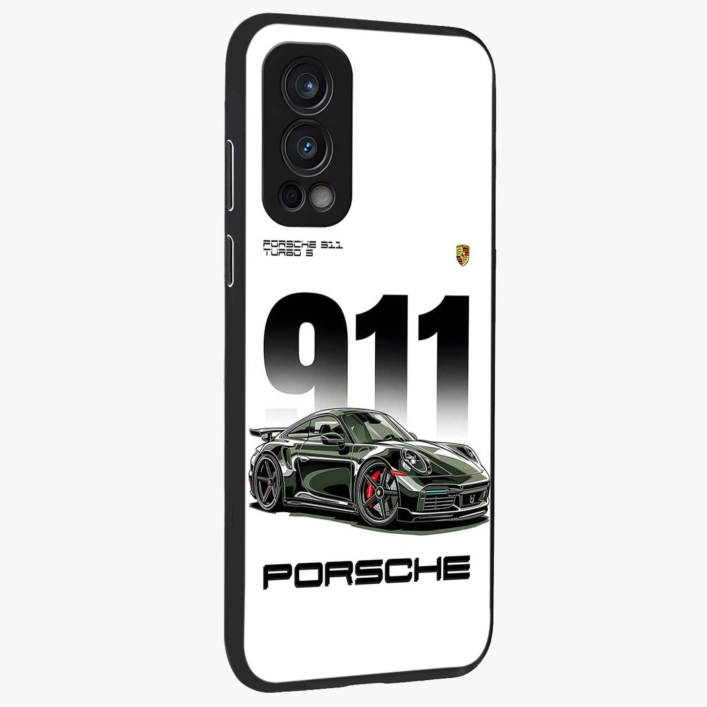 911 Turbo Dominance Glass Case upright perspective showcasing powerful racing design and modern automotive aesthetic.