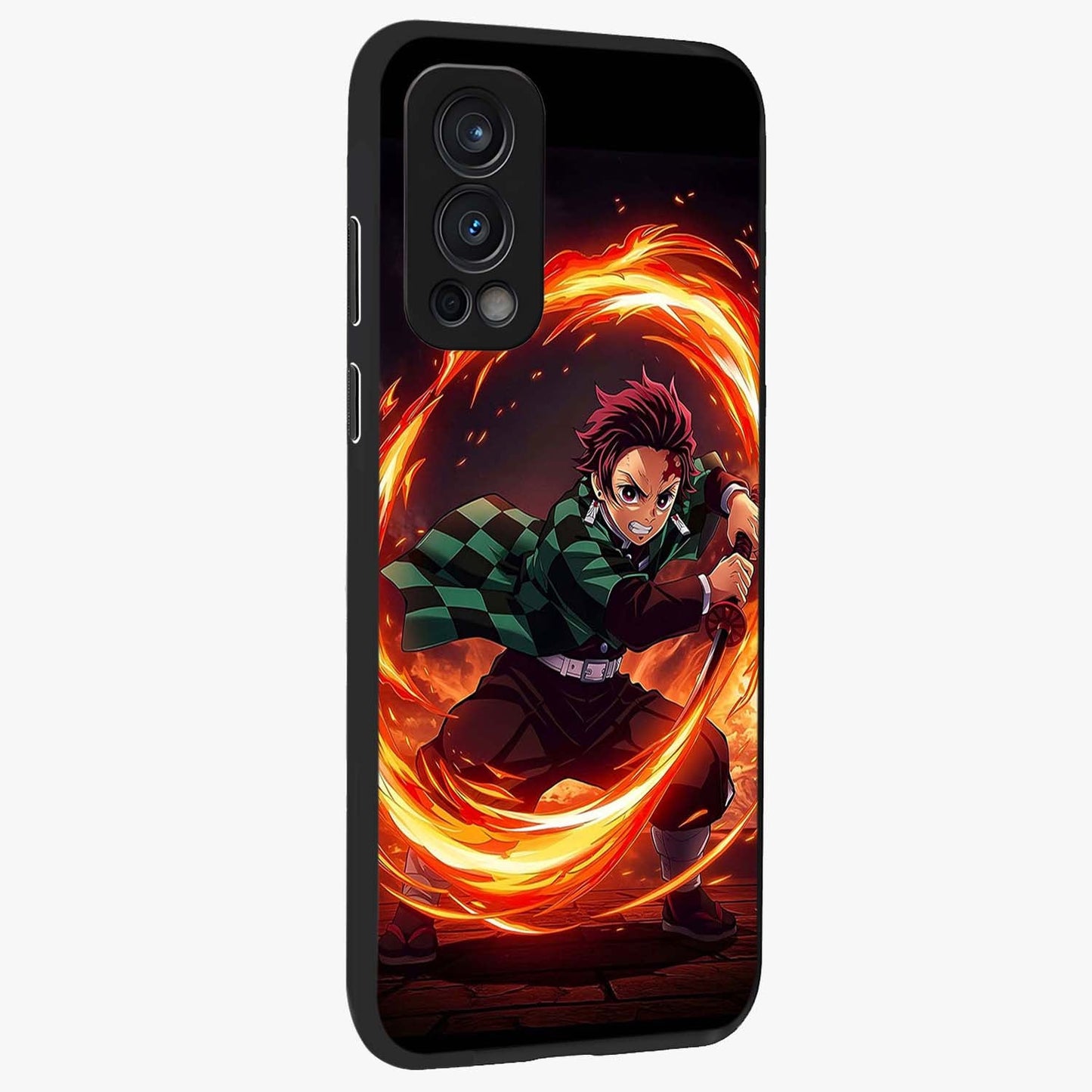 Blazing Sword Resolve Glass Case upright view showcasing dramatic warrior inspired artwork with intense visual style.