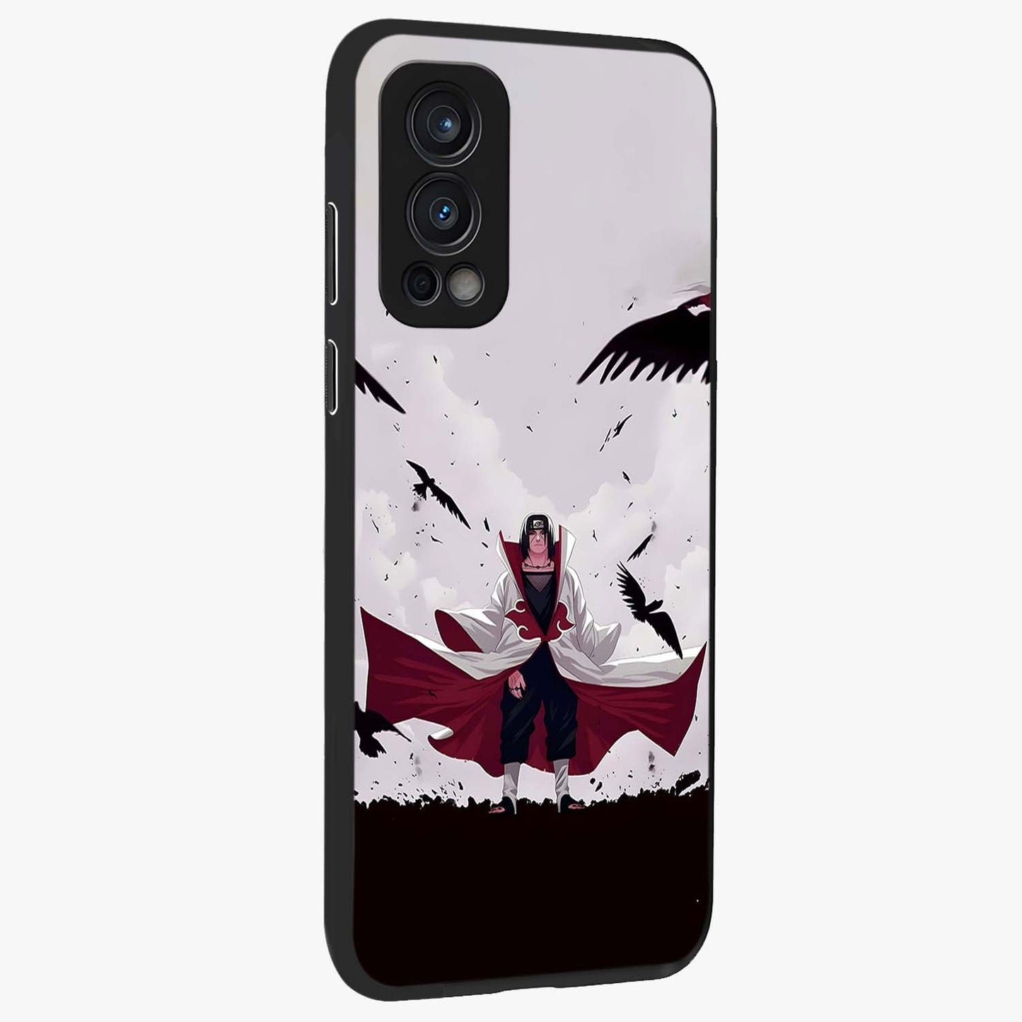 Crimson Crow Ascension Glass Case upright view showcasing dramatic crow artwork with bold gothic theme.