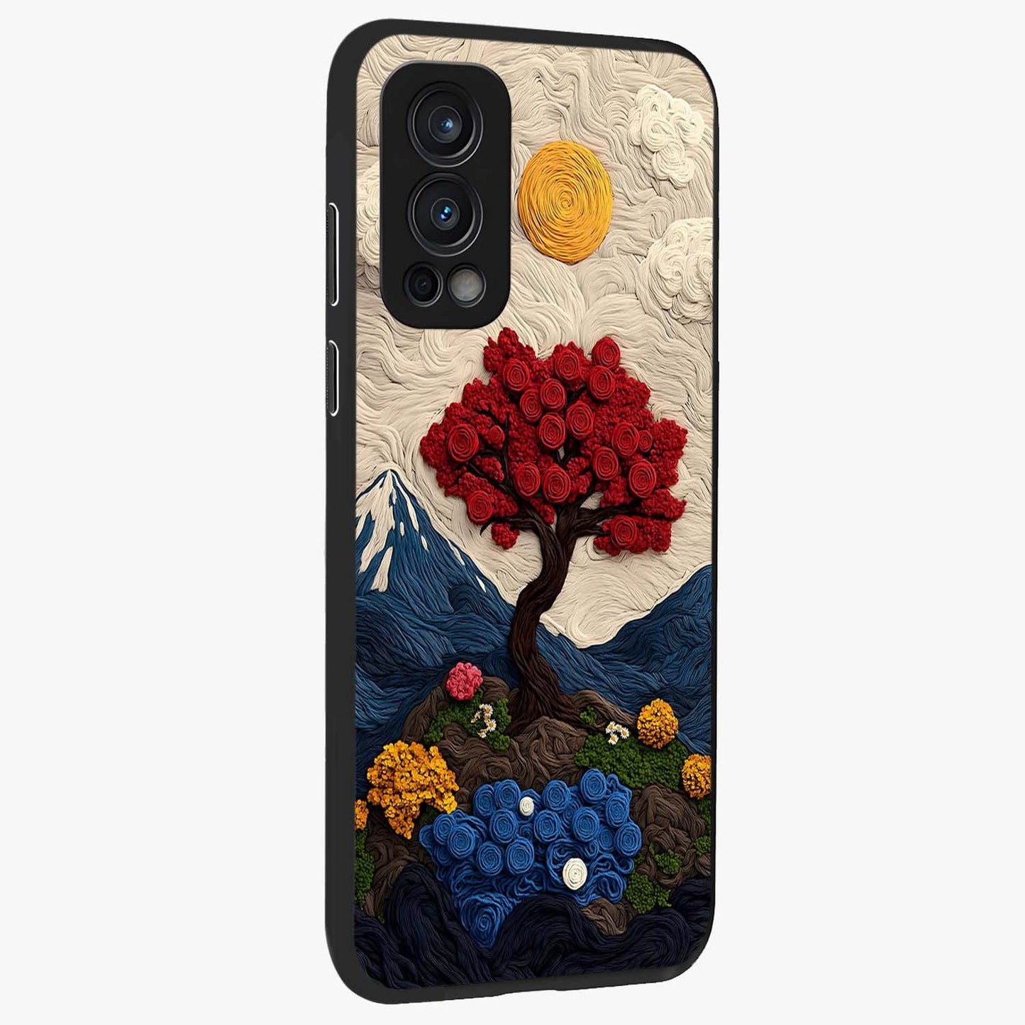 Eternal Nature Tapestry Glass Case upright view showcasing elegant nature tapestry design with decorative style.