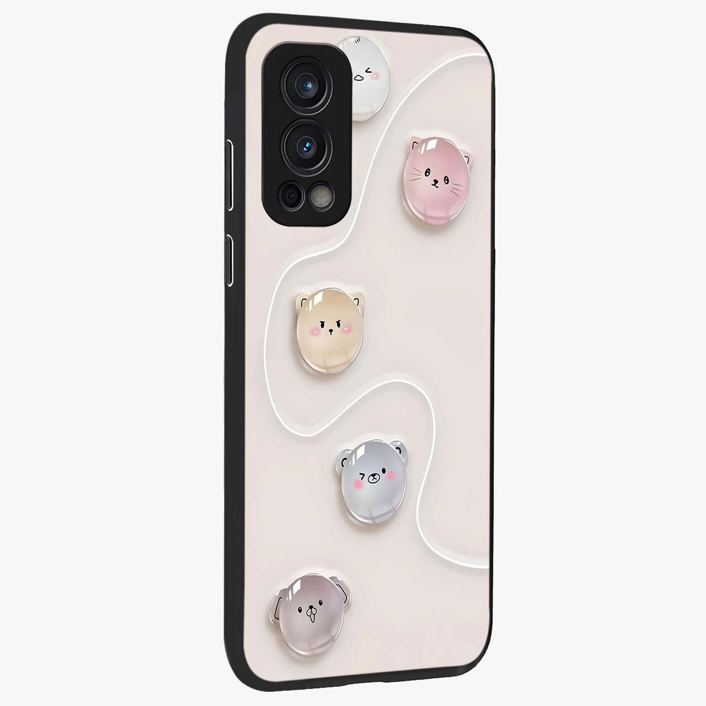 Puffy Face Parade Glass Case upright view showcasing adorable character artwork with cheerful animated theme.