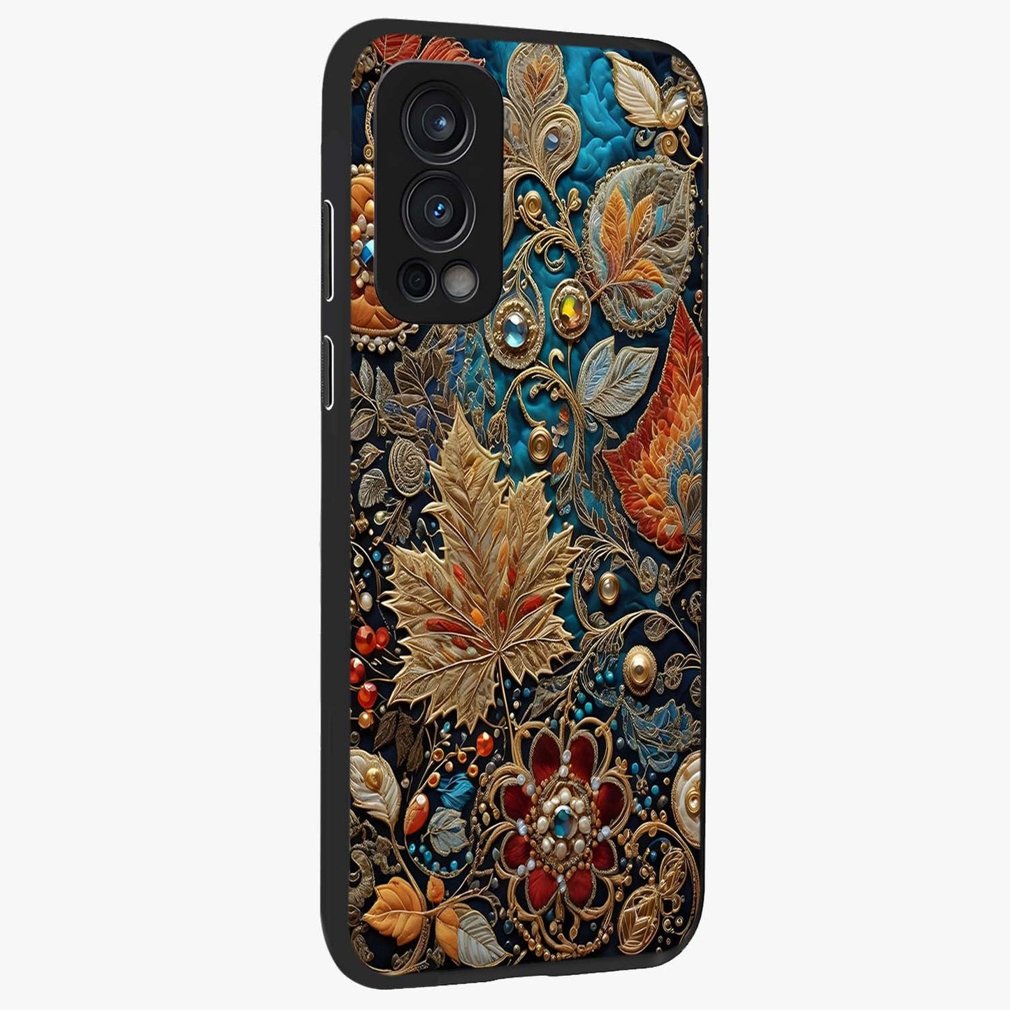 Royal Jewel Garden Glass Case upright view showcasing rich floral artwork with luxurious garden theme.