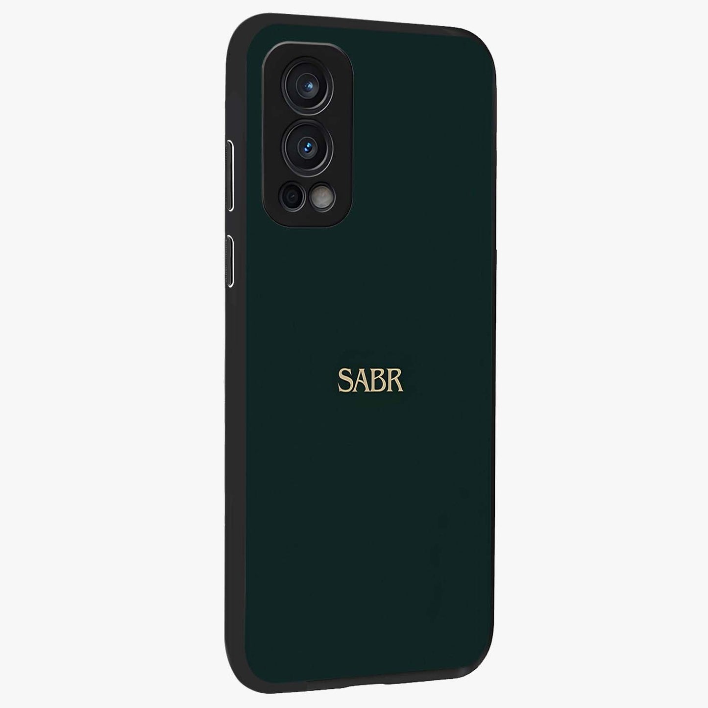 Sabr Minimal Patience Glass Case upright view showcasing calm minimalist artwork with motivational patience theme.