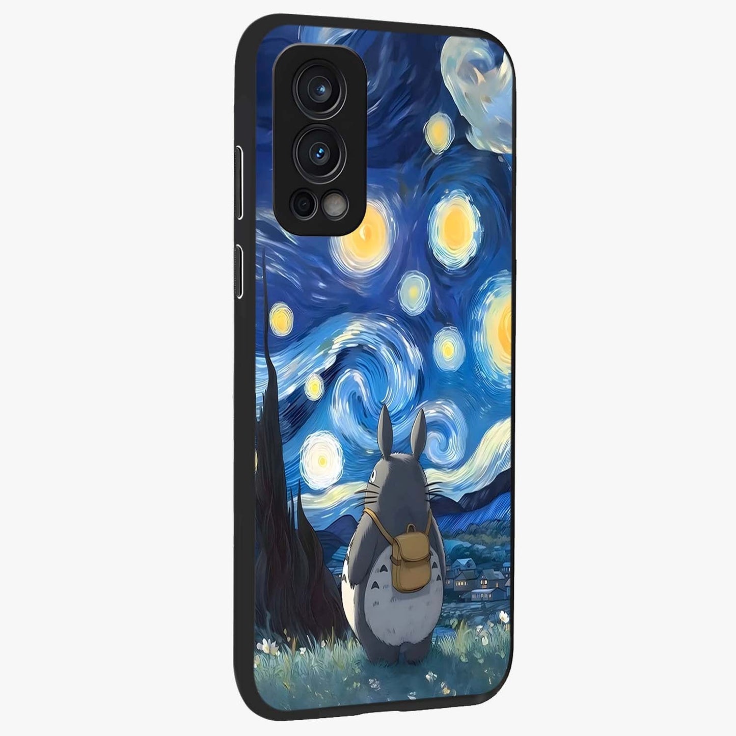 Totoro In Van Gogh Art Glass Case upright view showcasing creative character artwork with painterly artistic theme.