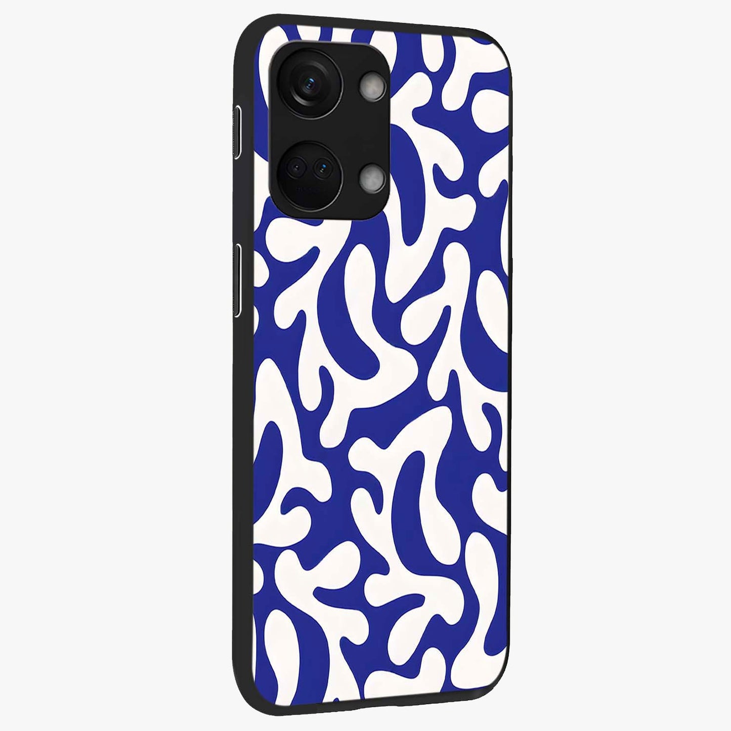 Abstract Coral Waves Glass Case for 1+Nord 3 side perspective highlighting dynamic wave patterns and premium build