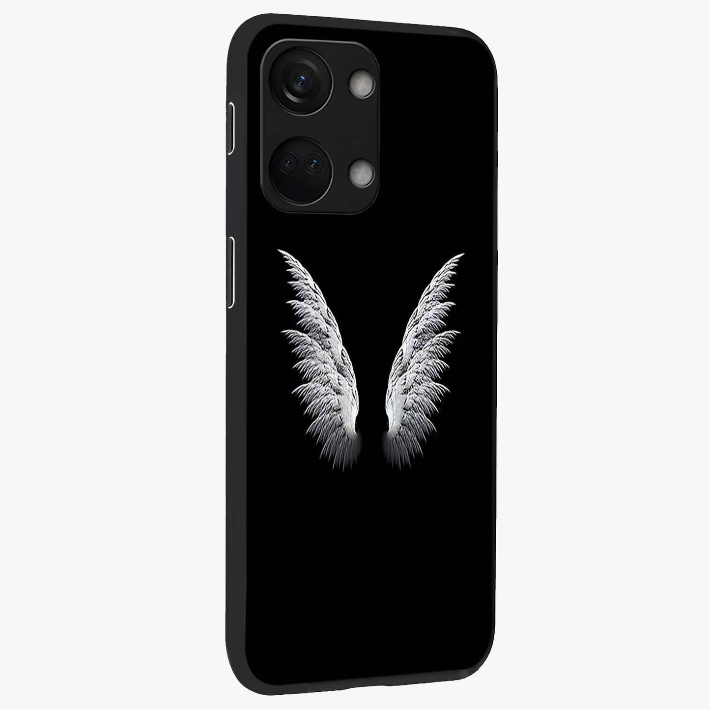 Angel Wing Grace Glass Case for 1+Nord 3 side perspective highlighting delicate wing illustration details