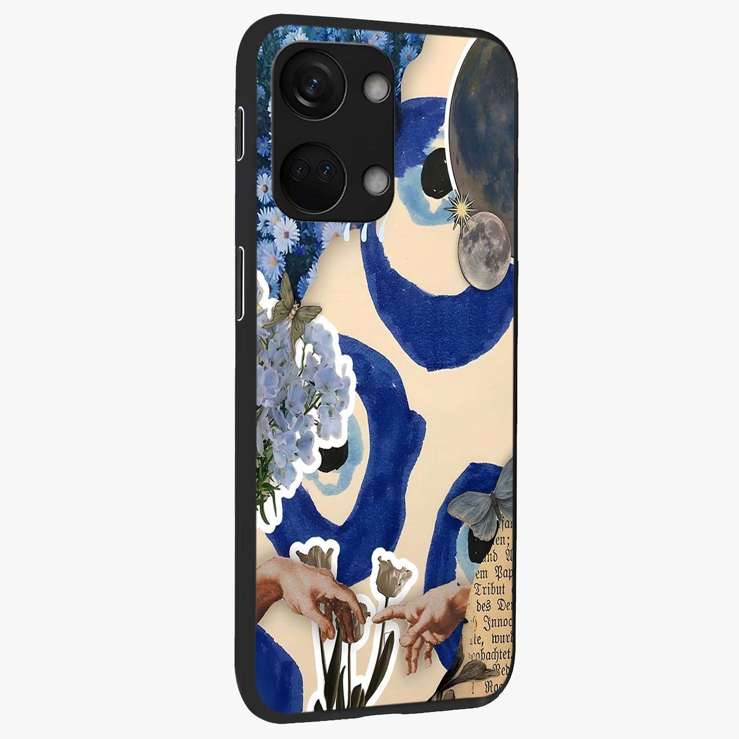 Blue Evil Divine Glass Case for 1+Nord 3 side perspective highlighting protective charm detailing and smooth premium edges