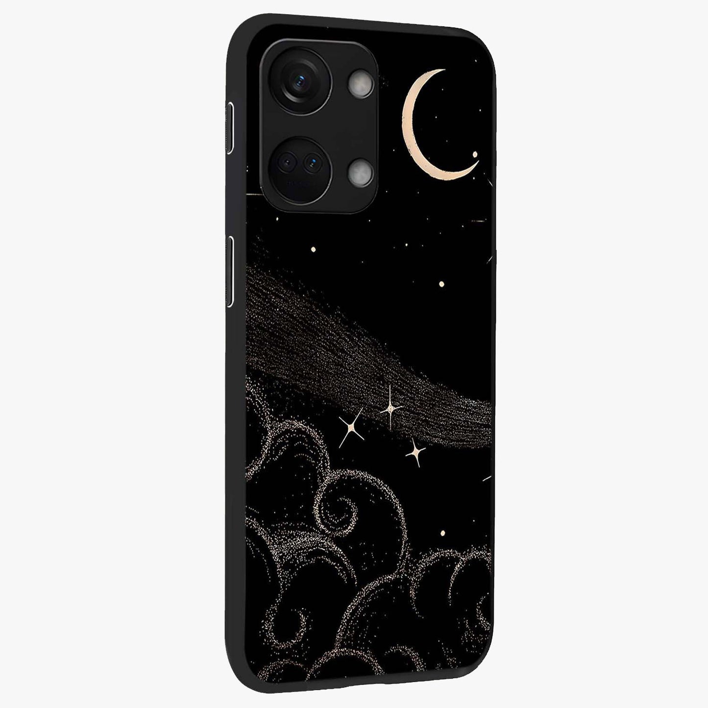 Celestial Midnight Veil Glass Case for 1+Nord 3 side perspective highlighting rich night tones and sleek premium edges