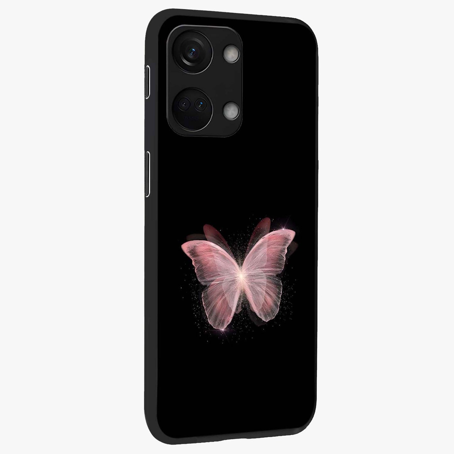 Celestial Wings Butterfly Glass Case for 1+Nord 3 side perspective highlighting intricate butterfly textures and smooth edges