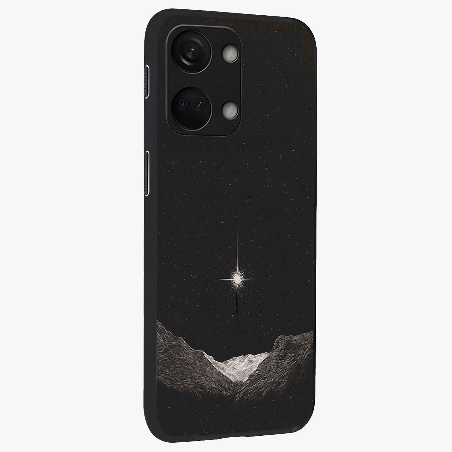 Cosmic Dream Night Glass Case for 1+Nord 3 side perspective highlighting vibrant star detailing and premium build
