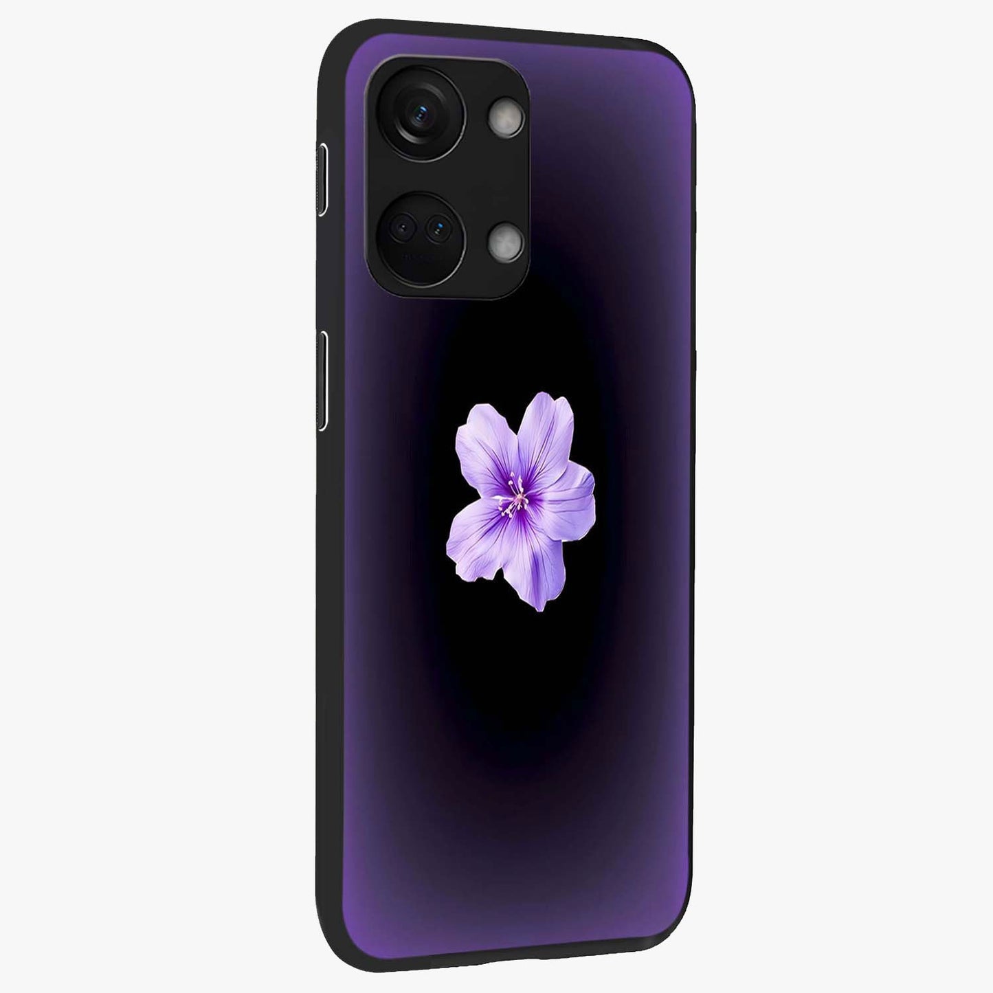 Flower on Soft Violet Gradient Glass Case for 1+Nord 3 side perspective highlighting delicate bloom detailing and smooth edges