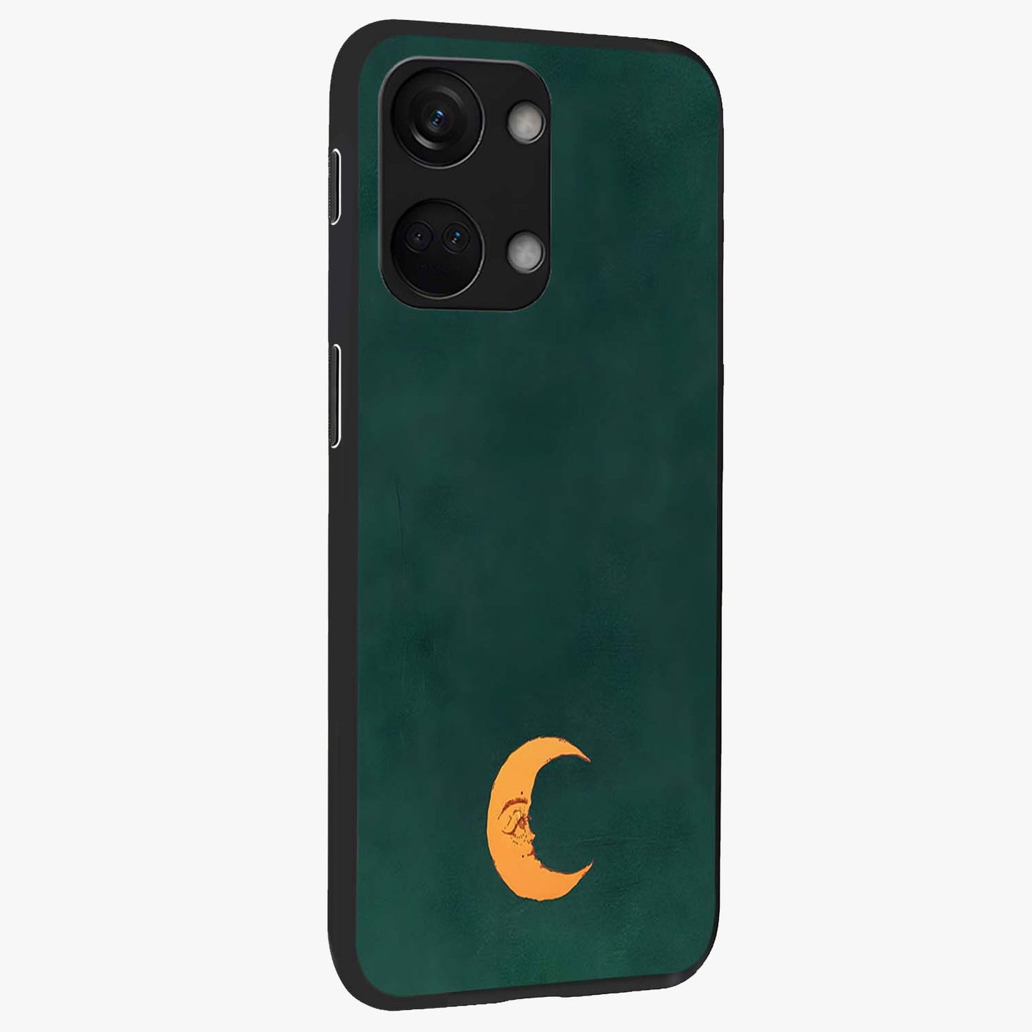 Golden Crescent Mood Glass Case for 1+Nord 3 side perspective highlighting elegant crescent detailing and smooth build