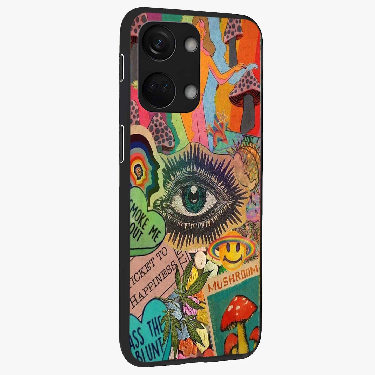 Mystic Eye Wonderland Glass Case for 1+Nord 3 side perspective highlighting intricate eye detailing and smooth build