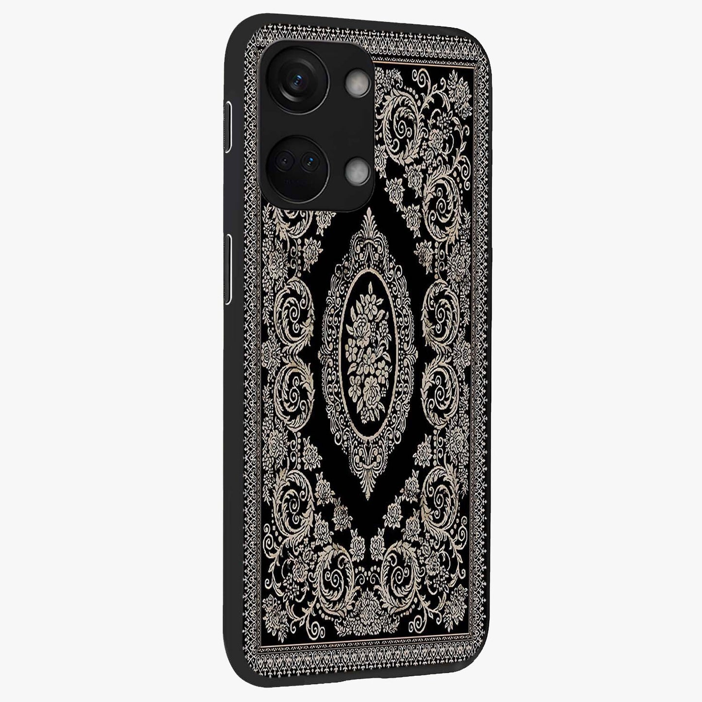 Noir Bloom Elegance Glass Case for 1+Nord 3 side perspective highlighting subtle textures and sleek premium build