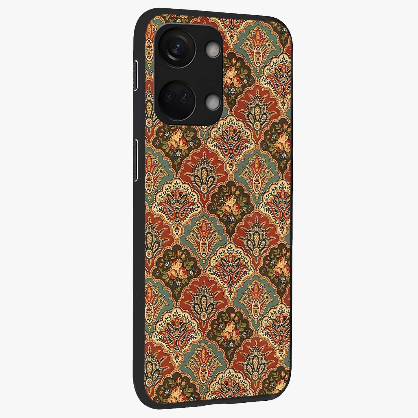 Royal Threadwork Glass Case for 1+Nord 3 side perspective highlighting detailed stitching textures and smooth premium build