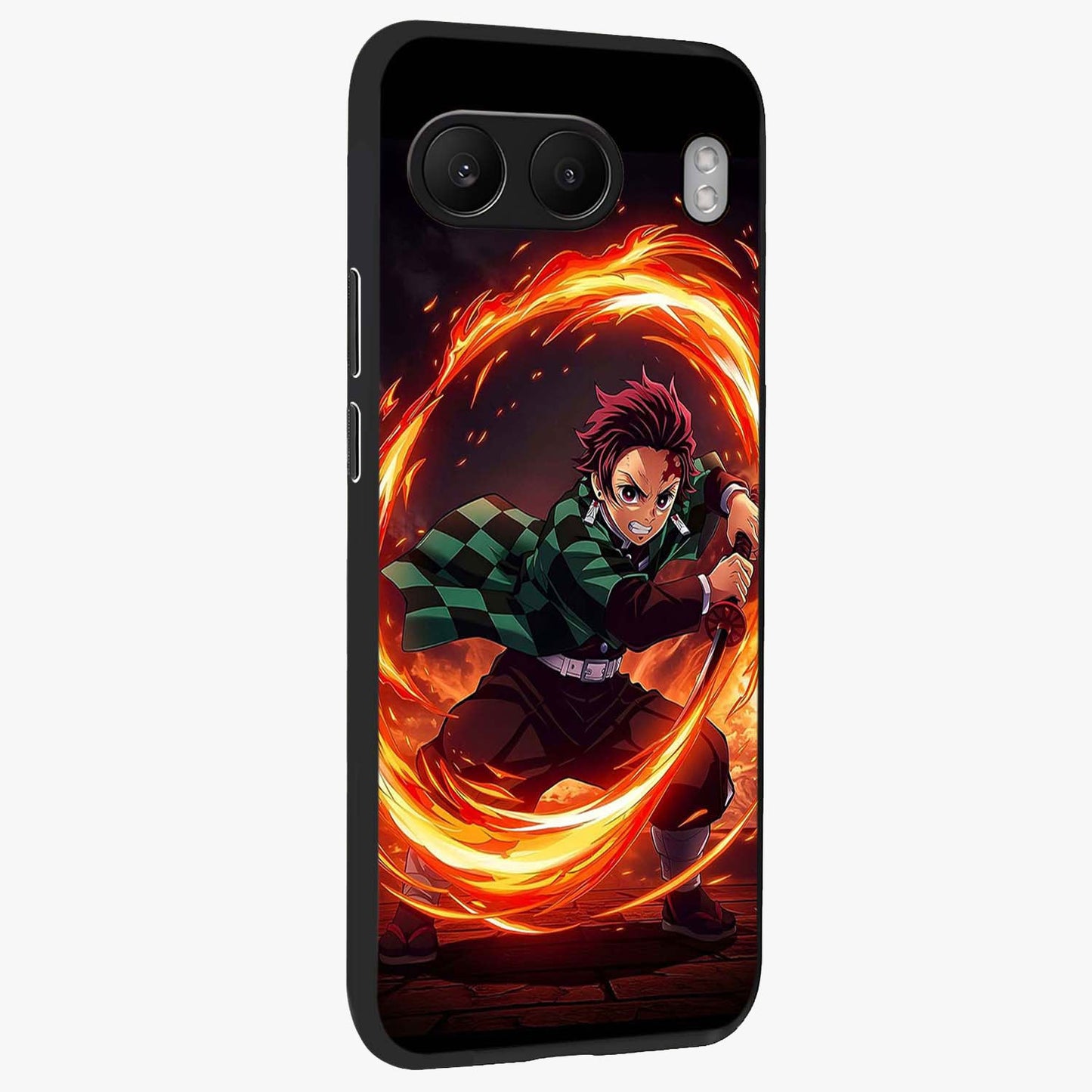 Blazing Sword Resolve Glass Case for 1+Nord 4 displayed upright for strong warrior visibility and premium finish.
