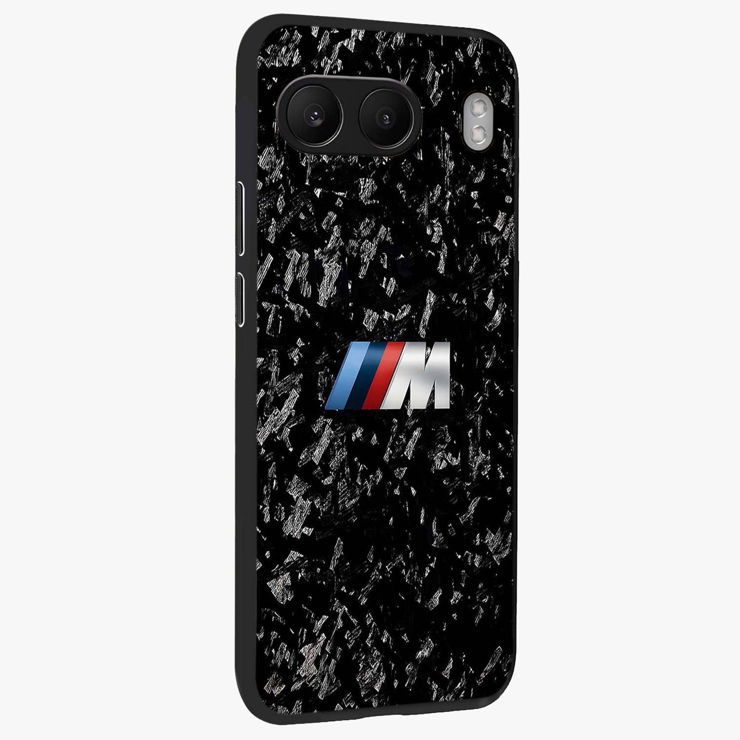Carbon Speed Mark Glass Case for 1+Nord 4 side perspective highlighting sleek sporty detailing and premium build
