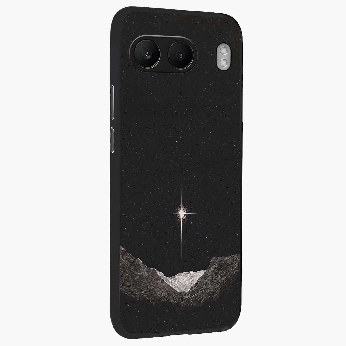 Cosmic Dream Night Glass Case for 1+Nord 4 side perspective highlighting vibrant star detailing and premium build