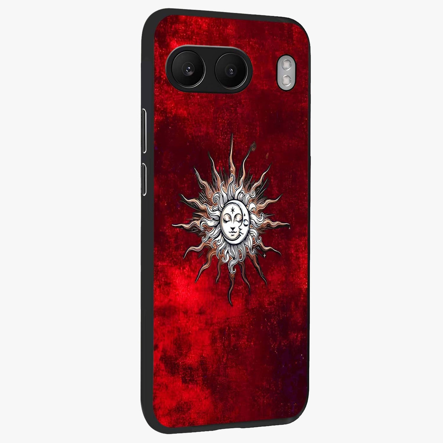 Cosmic Twin Eclipse Glass Case for 1+Nord 4 side perspective highlighting eclipse detailing and premium smooth build