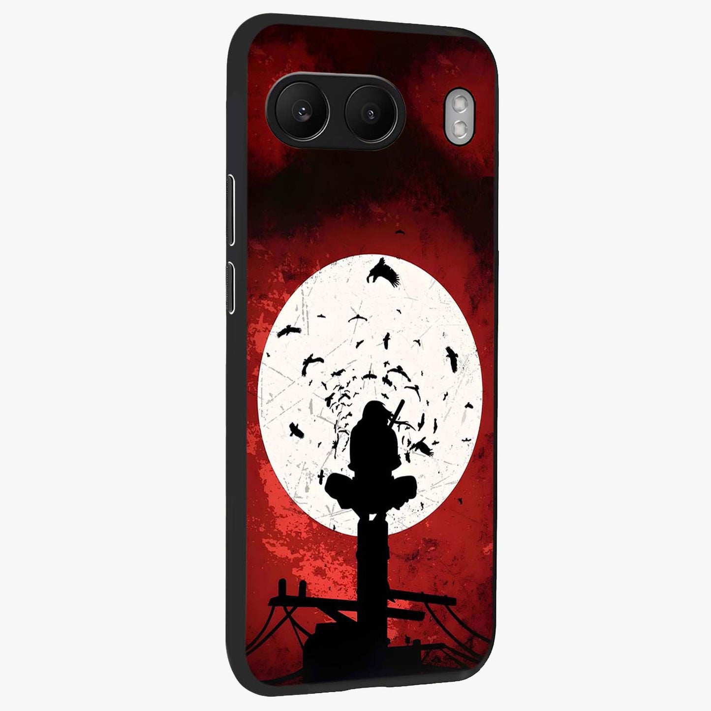 Itachi Limited Edition Naruto Anime Case Glass Case for 1+Nord 4 side perspective highlighting sharp anime detailing and premium edges
