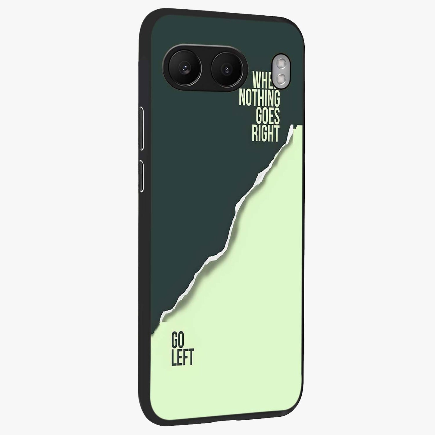 Let Go Quote Glass Case for 1+Nord 4 side perspective highlighting bold text detailing and smooth premium edges