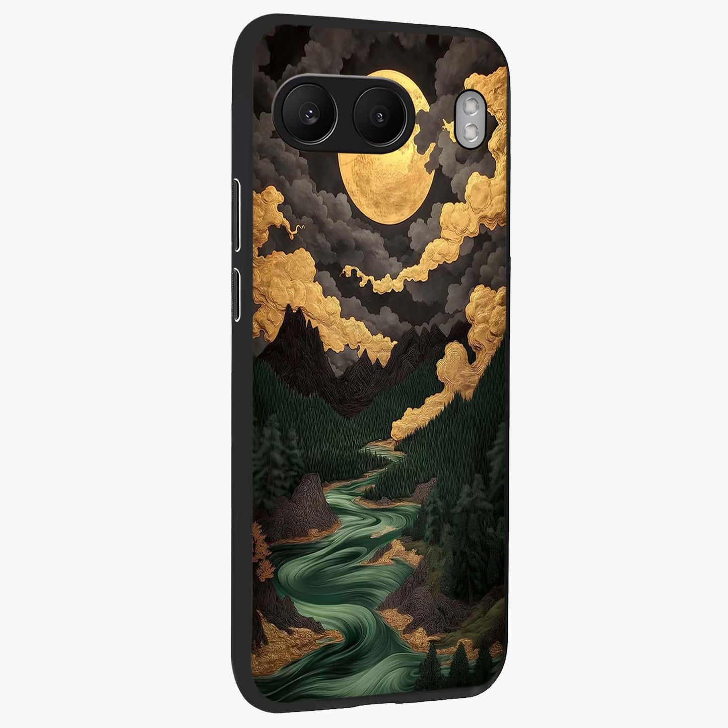 Lunar Silk Garden Glass Case for 1+Nord 4 side perspective highlighting delicate bloom detailing and premium edges