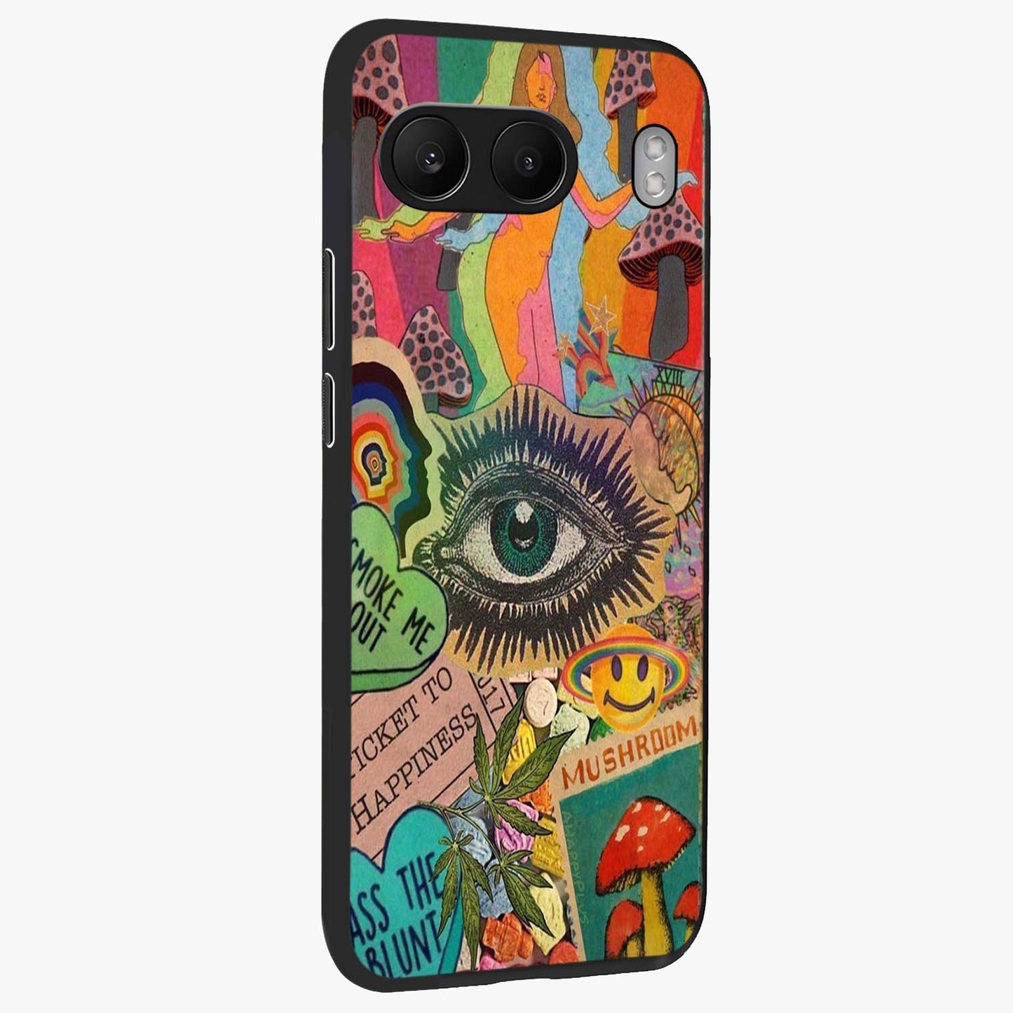 Mystic Eye Wonderland Glass Case for 1+Nord 4 side perspective highlighting intricate eye detailing and smooth build