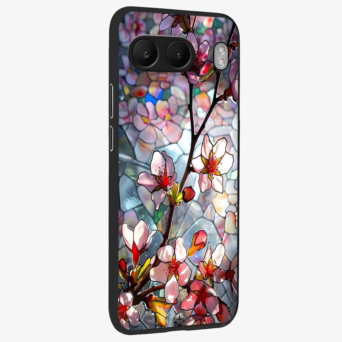 Radiant Bloom Glow Glass Case for 1+Nord 4 side perspective highlighting radiant textures and sleek premium build