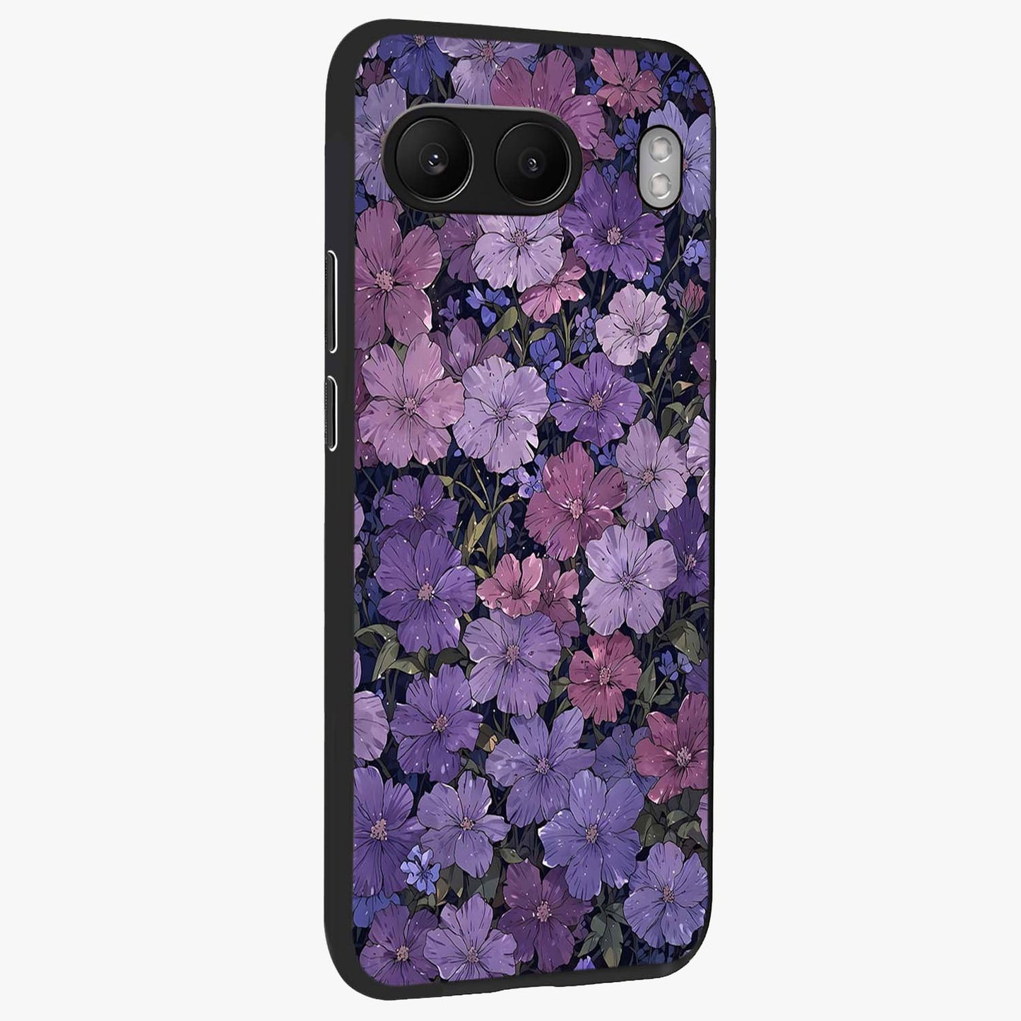 Velvet Bloom Tapestry Glass Case for 1+Nord 4 side perspective highlighting intricate bloom textures and premium edges
