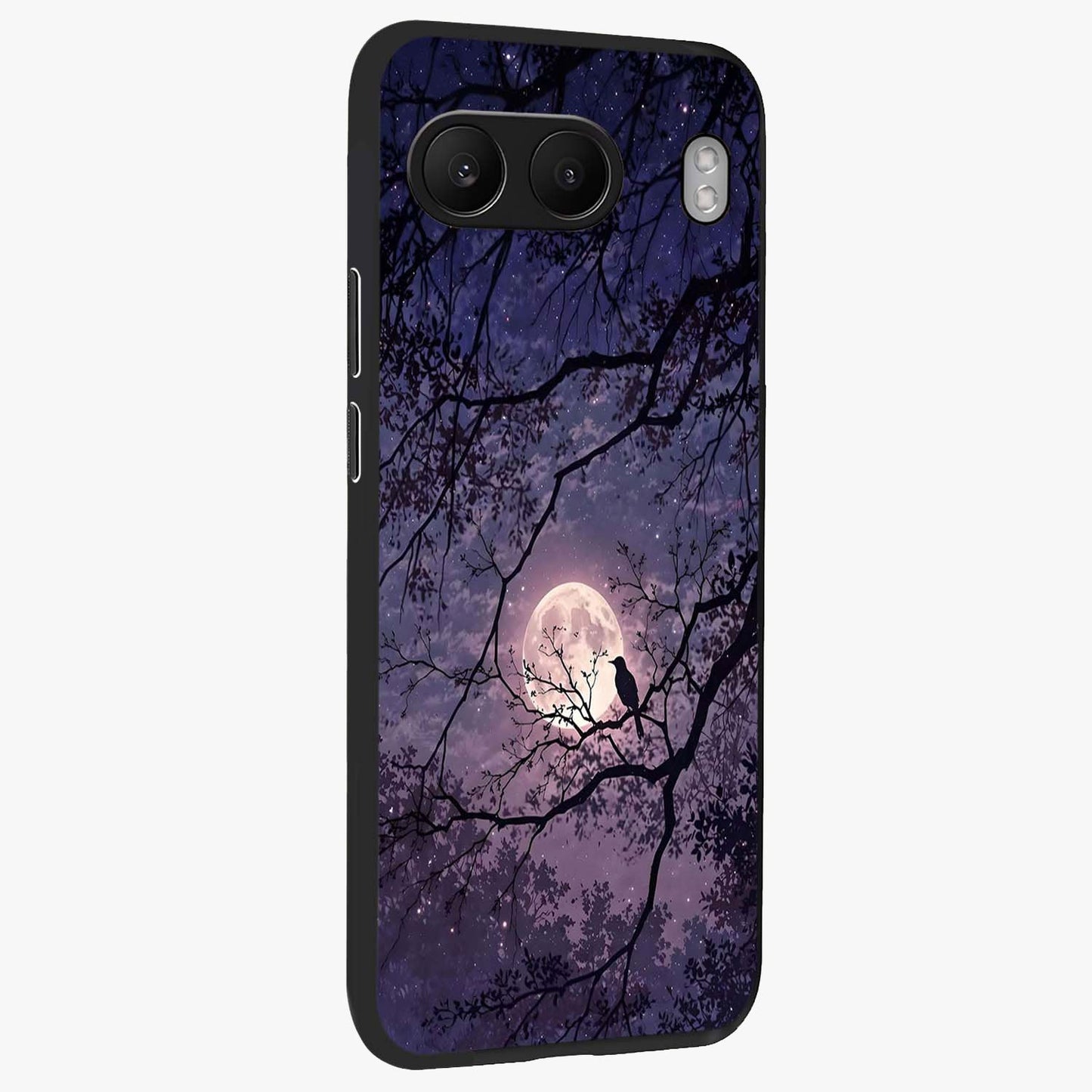 Whispering Moon Silence Glass Case for 1+Nord 4 side perspective highlighting smooth lunar textures and sleek premium build