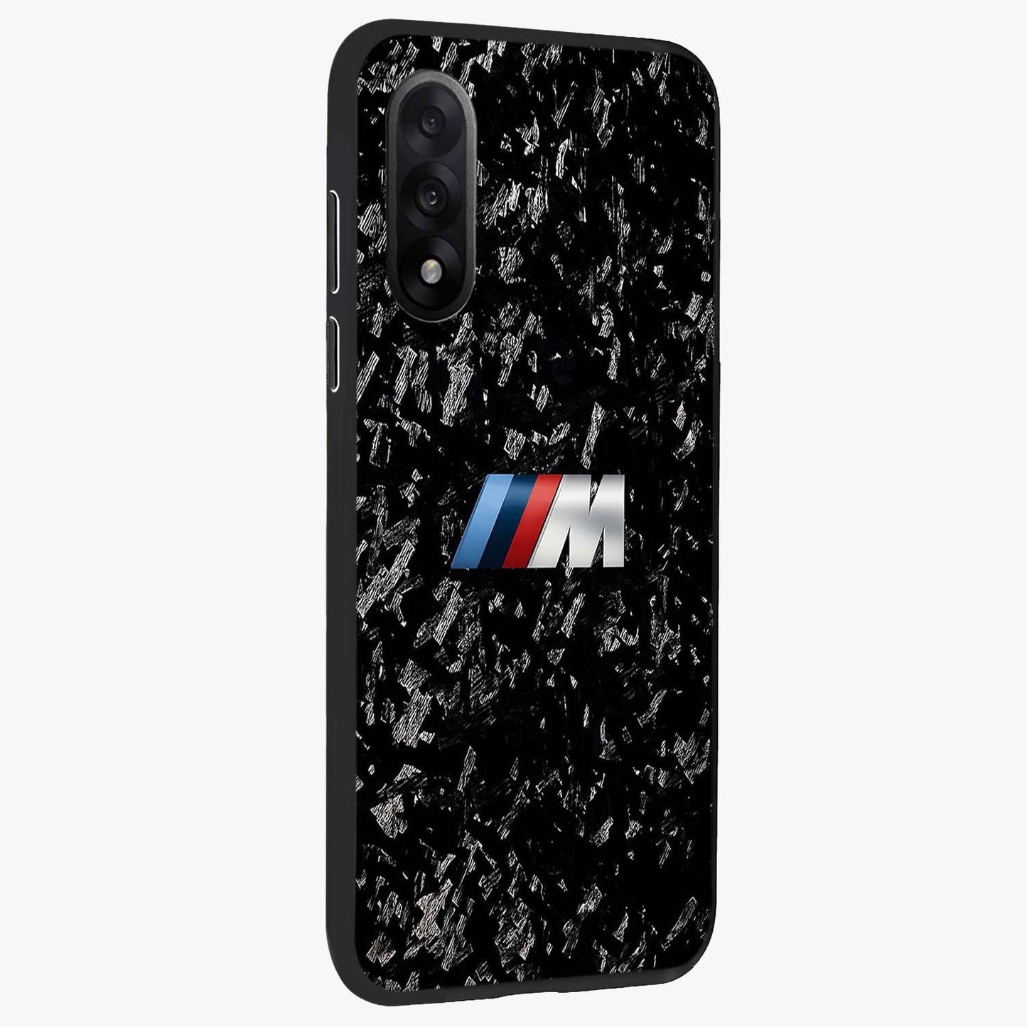 Carbon Speed Mark Glass Case for 1+Nord 5 side perspective highlighting sleek sporty detailing and premium build