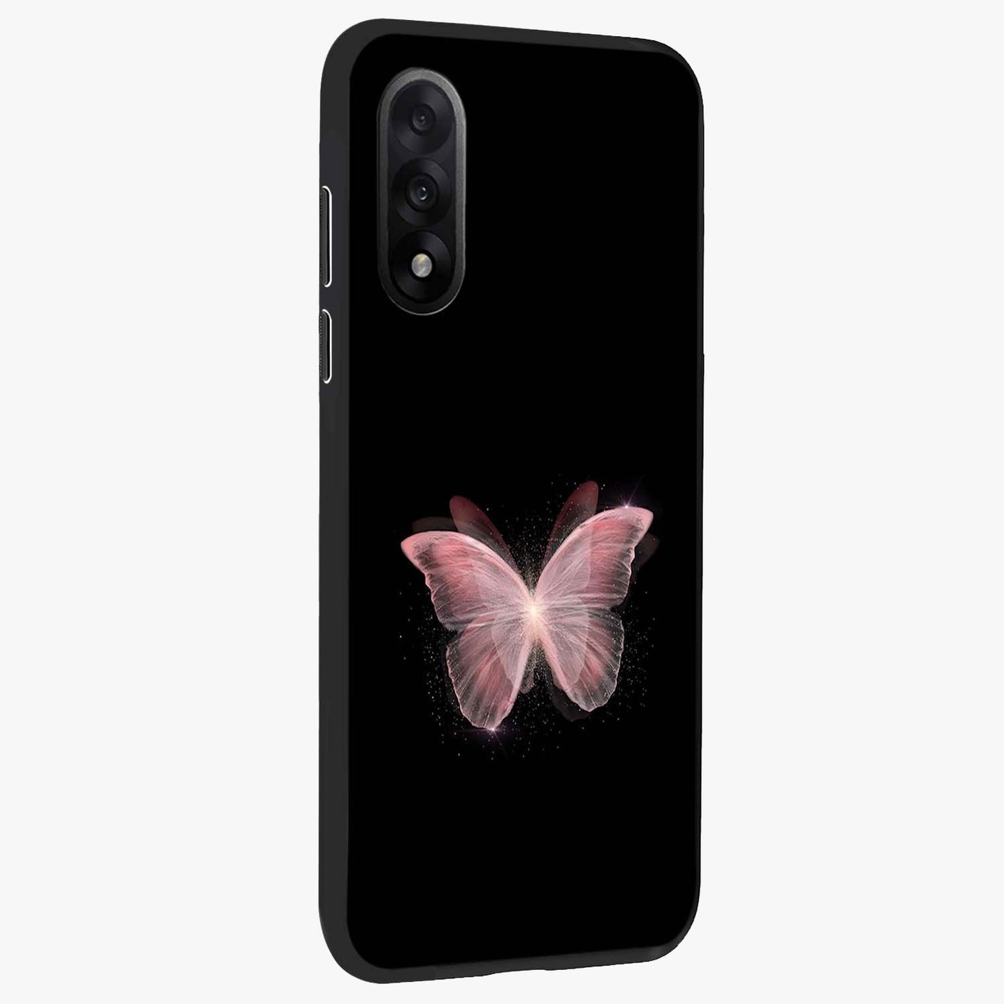 Celestial Wings Butterfly Glass Case for 1+Nord 5 side perspective highlighting intricate butterfly textures and smooth edges