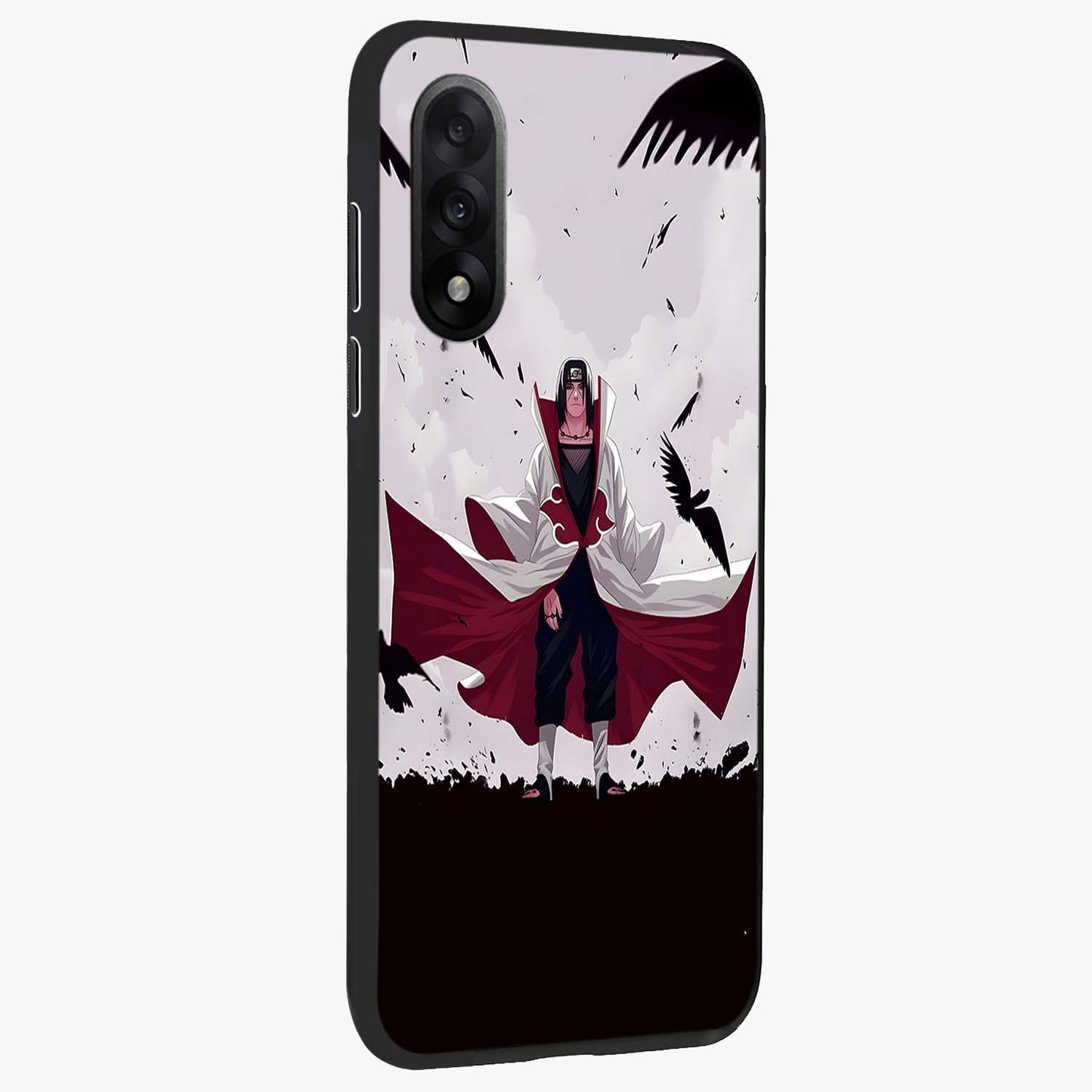 Crimson Crow Ascension Glass Case for 1+Nord 5 side perspective highlighting intricate crow detailing and premium texture