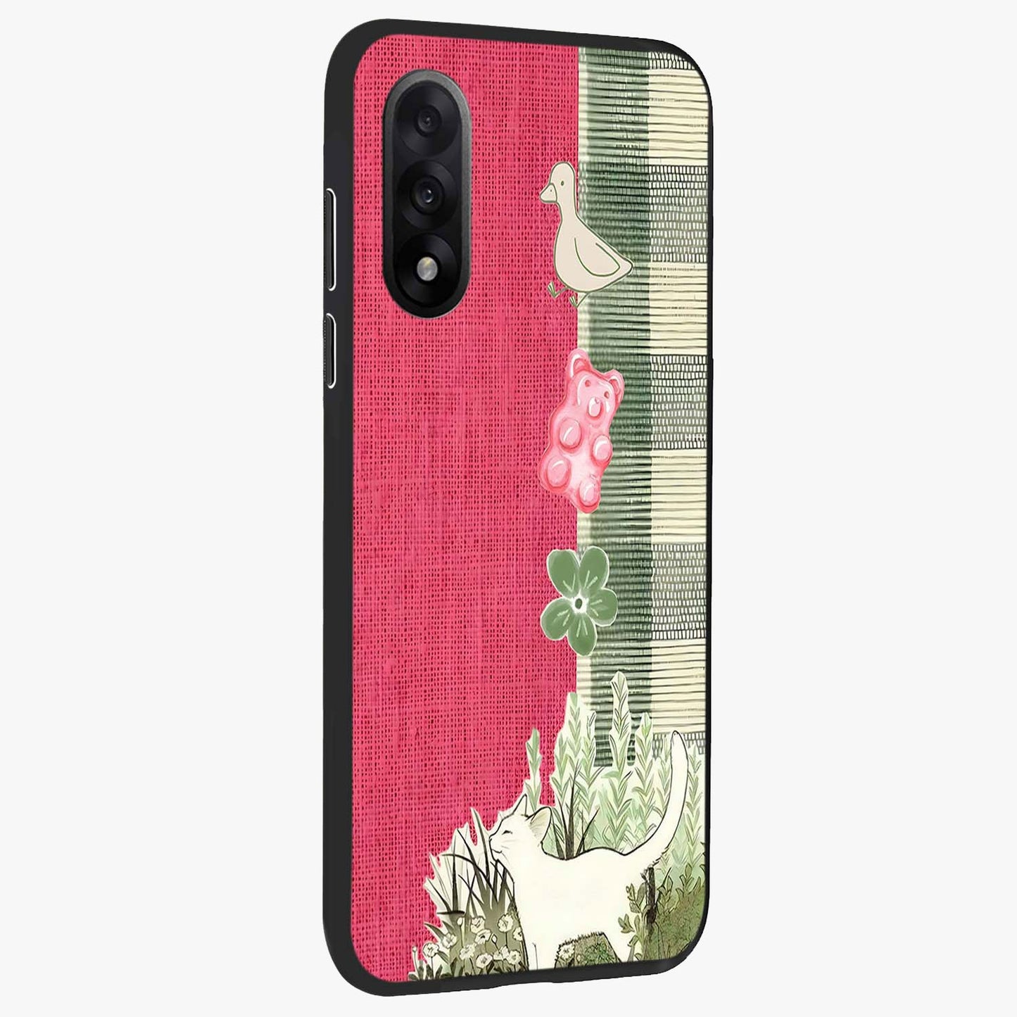Fabric Patterns Glass Case for 1+Nord 5 side perspective highlighting woven texture design and smooth build