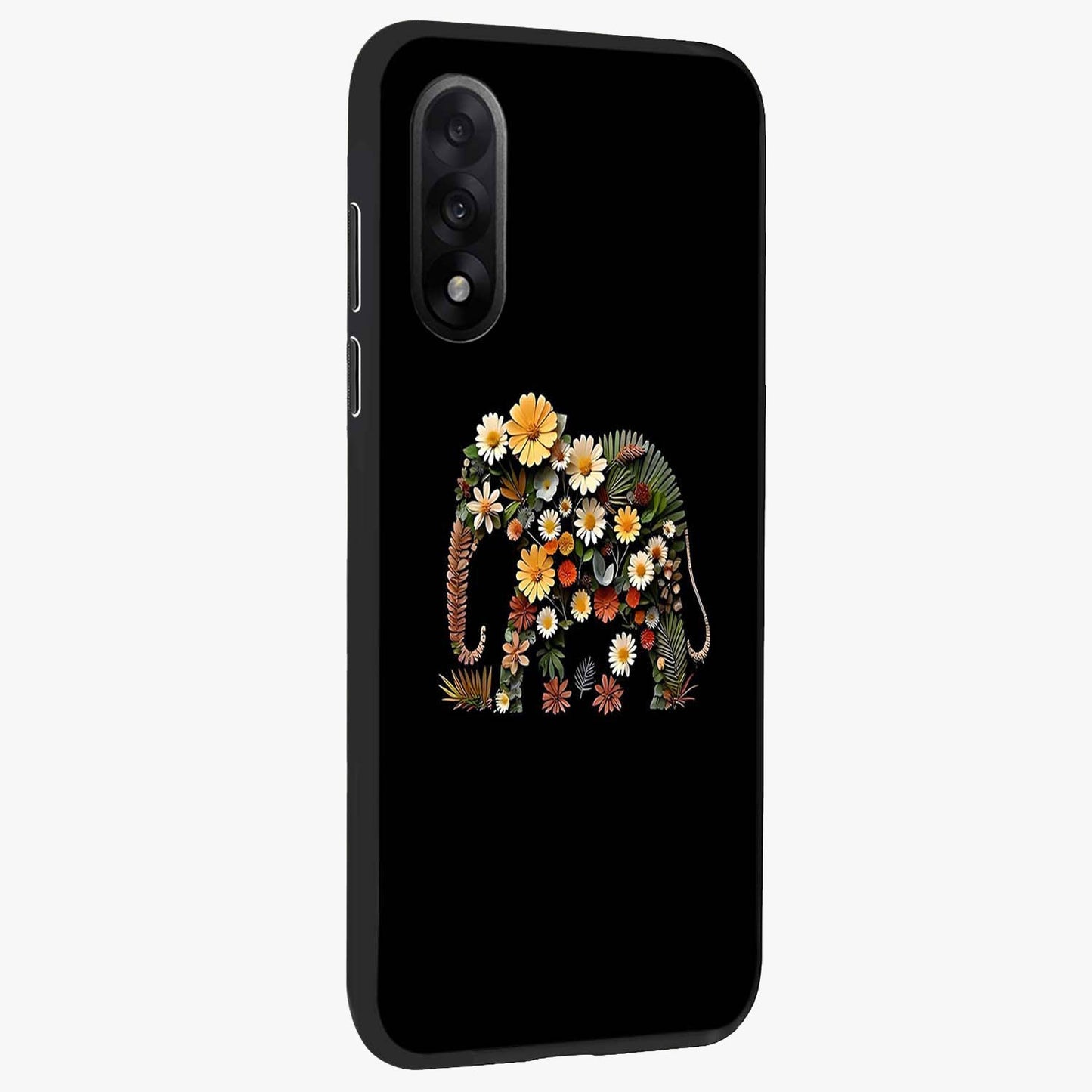 Floral Elephant Glass Case for 1+Nord 5 side perspective highlighting intricate artwork and smooth premium build