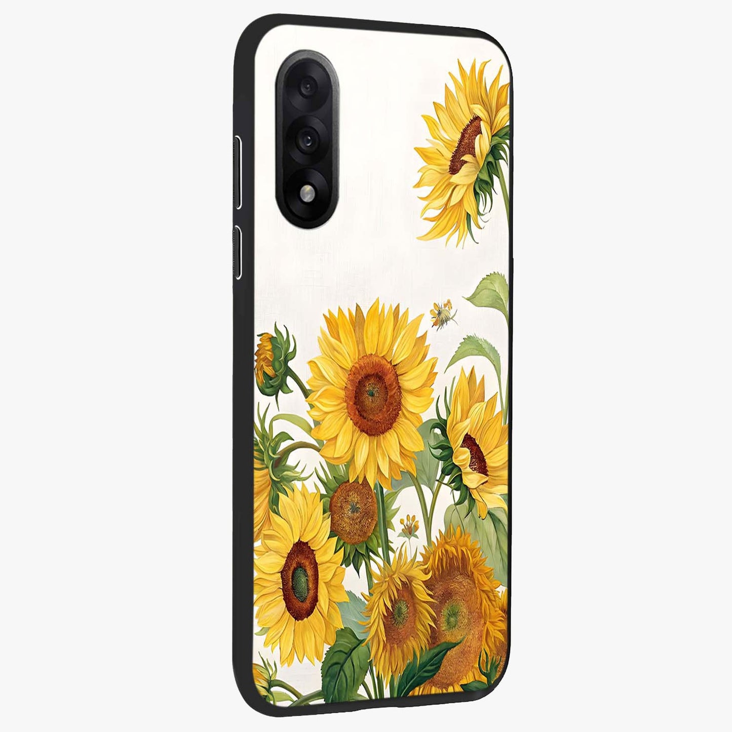 Golden Bloom Fields Glass Case for 1+Nord 5 side perspective highlighting delicate bloom textures and premium edges