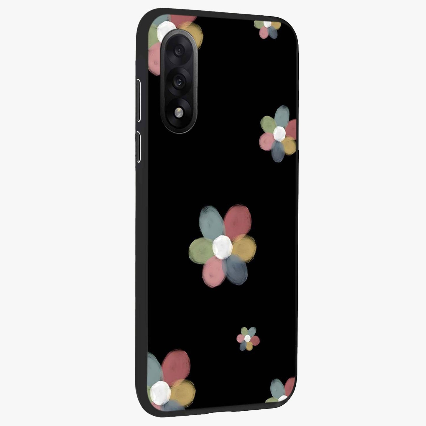 Minimal Floral Charm Glass Case for 1+Nord 5 side perspective highlighting refined minimal textures and smooth build