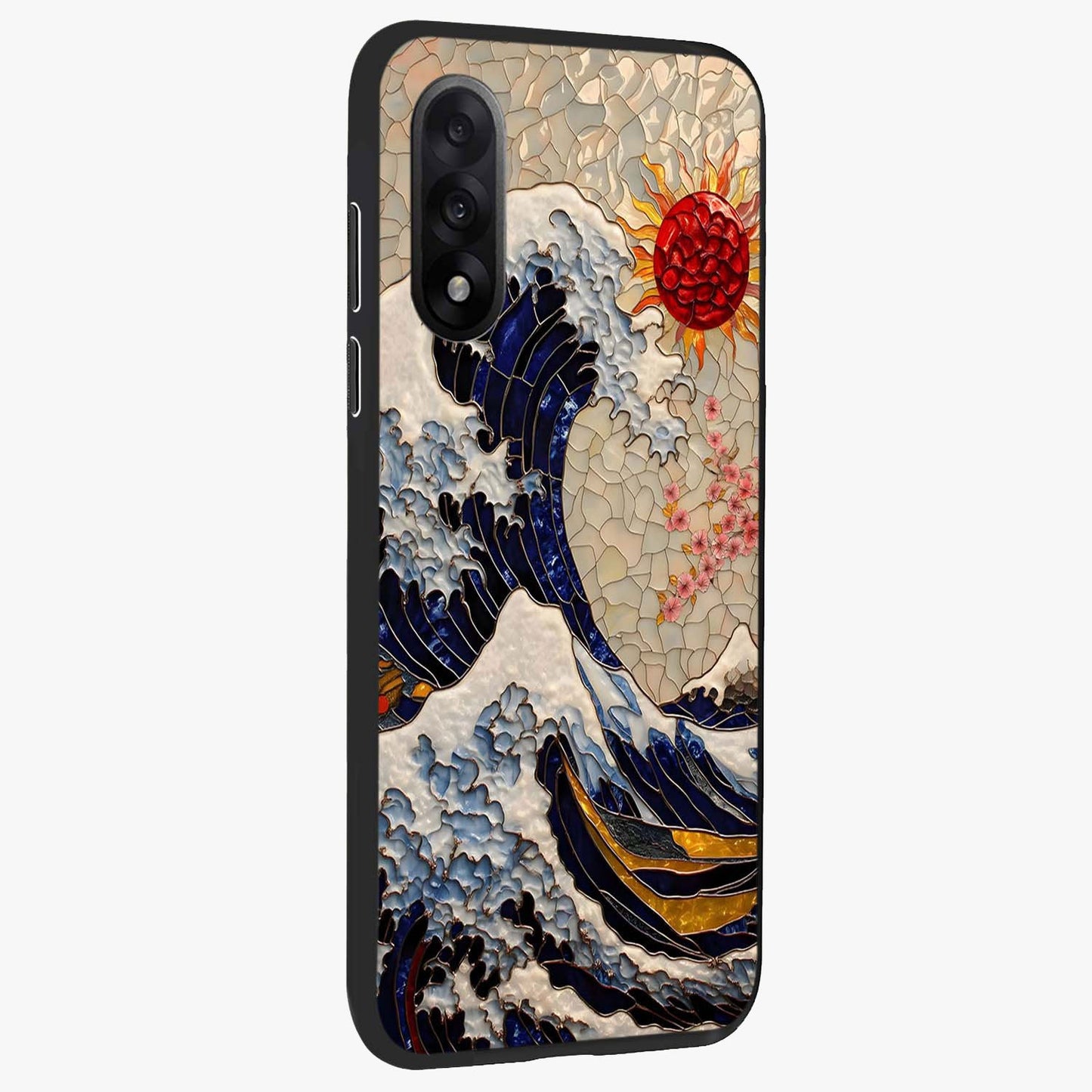 Rising Wave Glory Glass Case for 1+Nord 5 side perspective highlighting fluid wave textures and sleek premium build