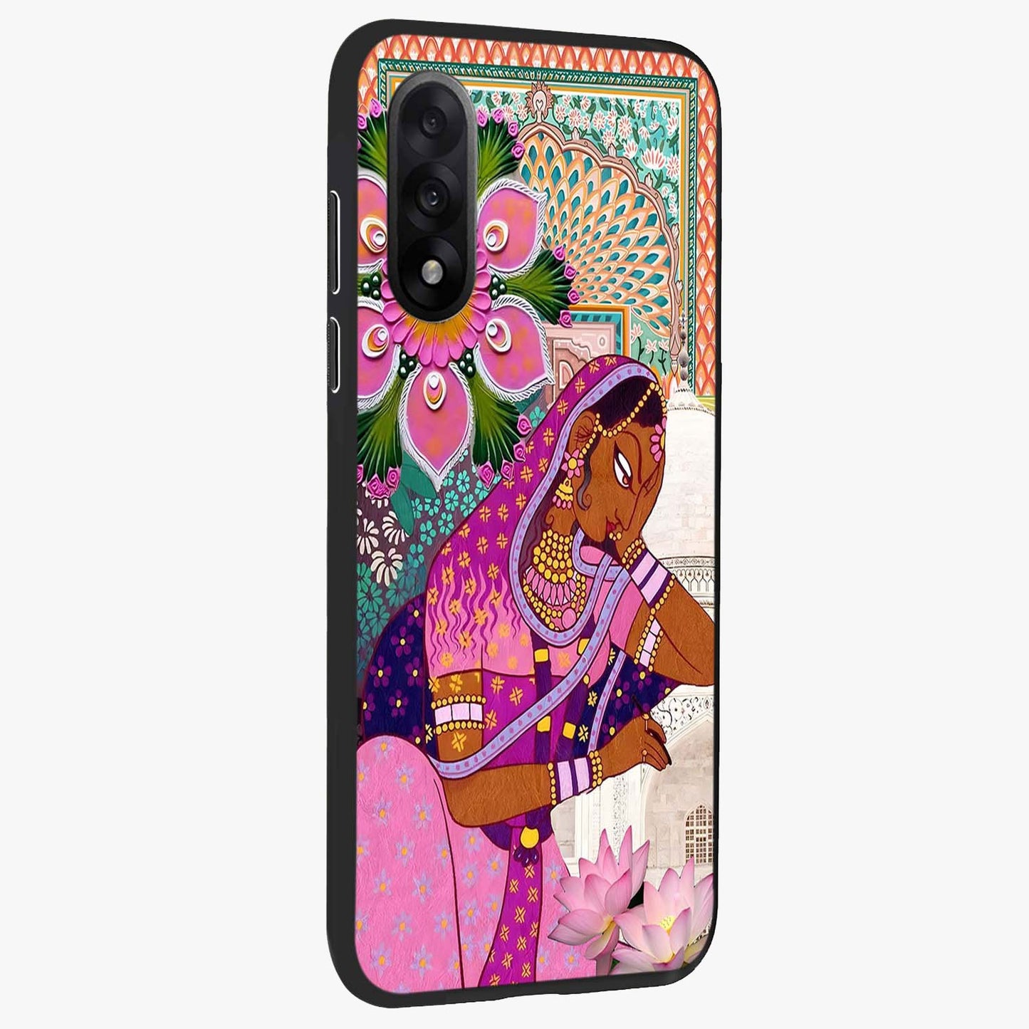 Royal Lotus Muse Glass Case for 1+Nord 5 side perspective highlighting serene textures and smooth build