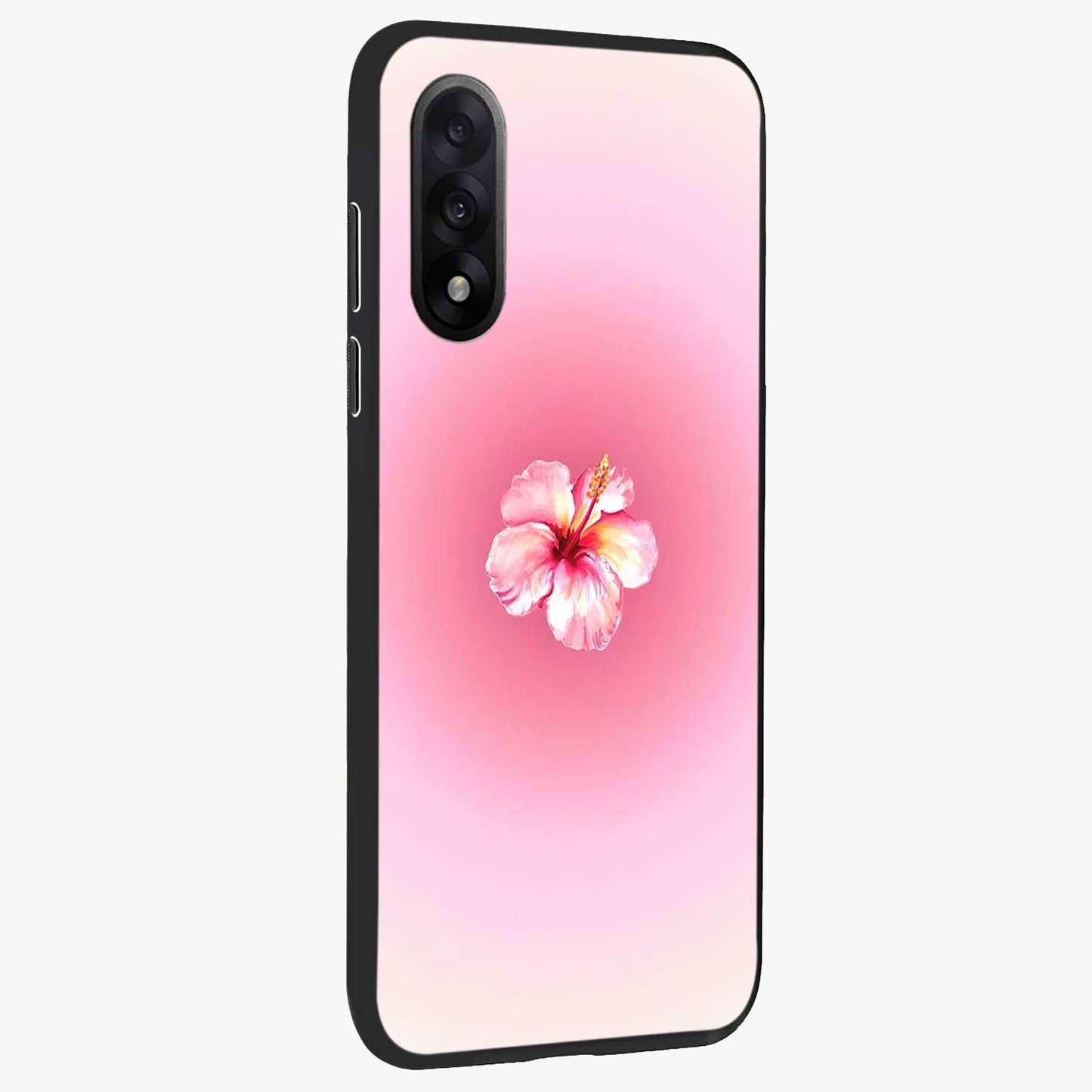 Soft Petal Serenity Glass Case for 1+Nord 5 side perspective highlighting refined petal textures and premium edges