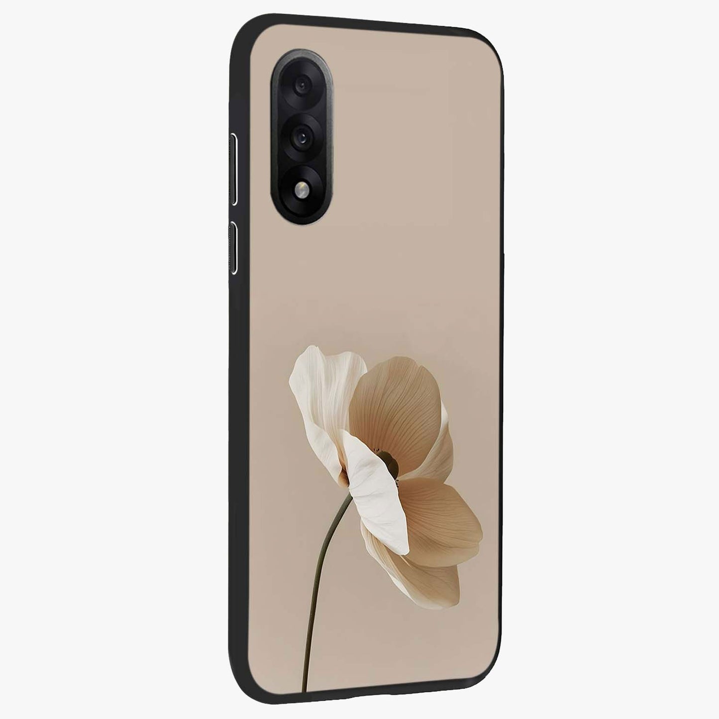 Whispering Petals Glass Case for 1+Nord 5 side perspective highlighting delicate petal textures and smooth build